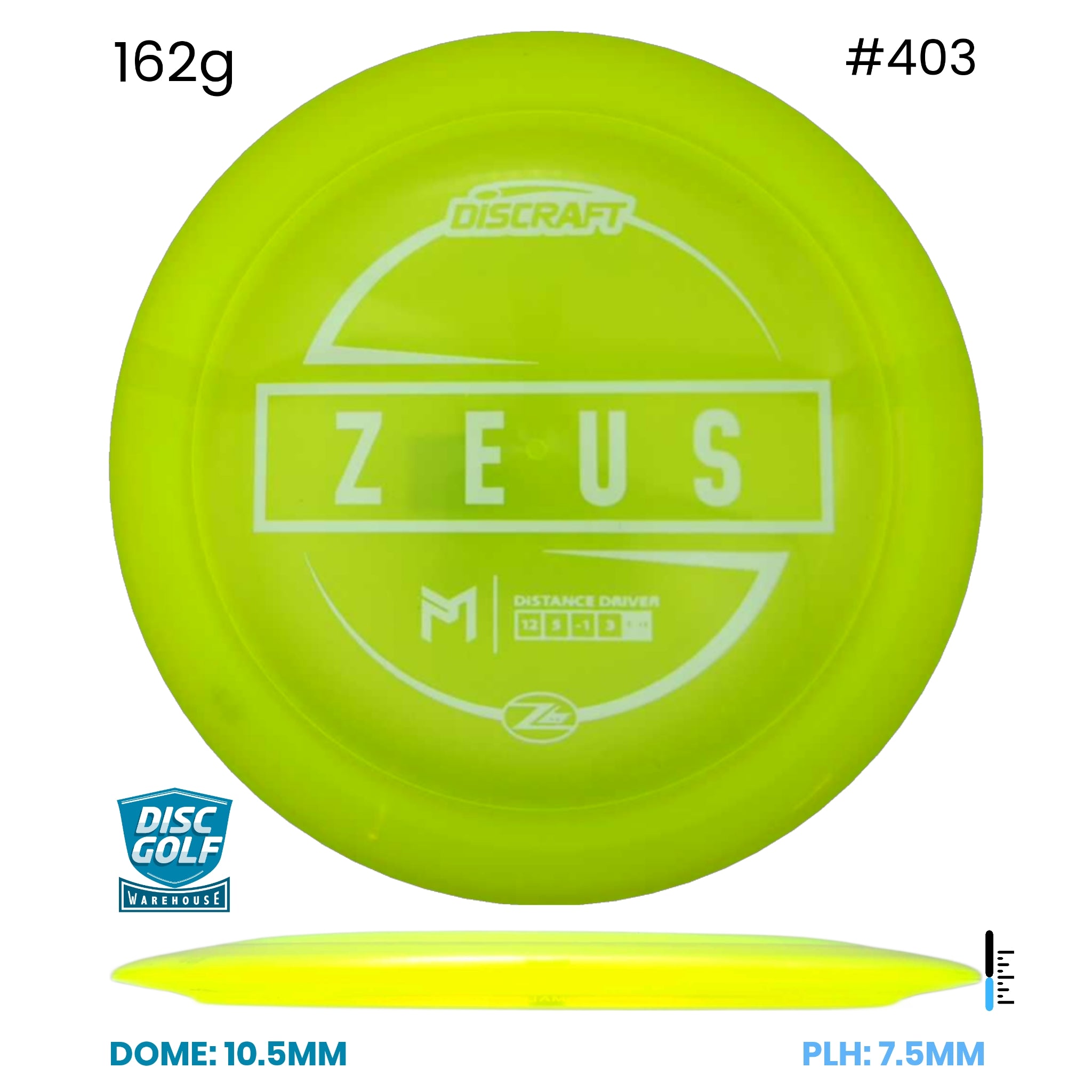 Disc Golf Warehouse Discraft Zeus - Paul McBeth Z Lite Plastic Yellow/White 162g