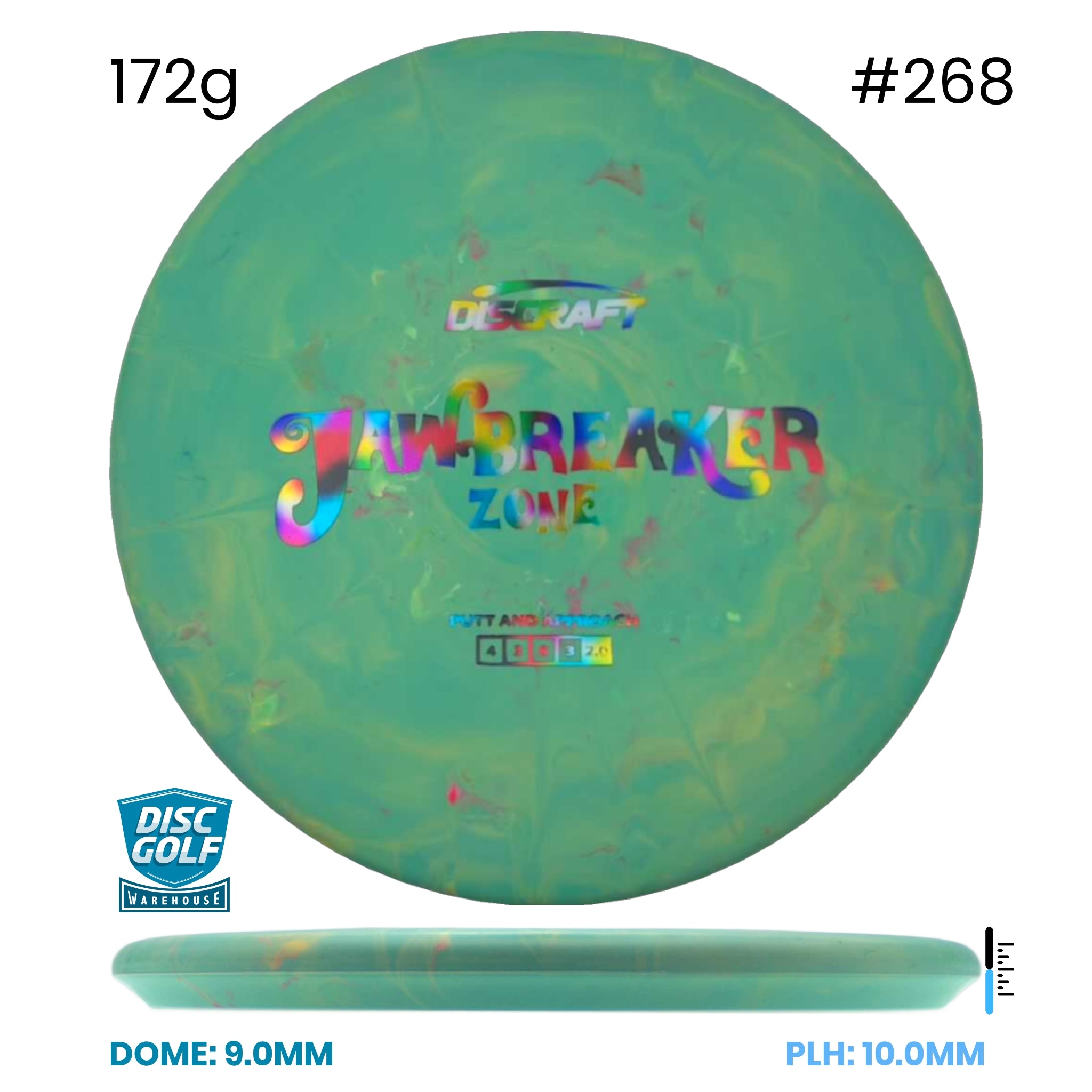 Disc Golf Warehouse Discraft Zone - Jawbreaker Plastic Green/Rainbow Holo 172g