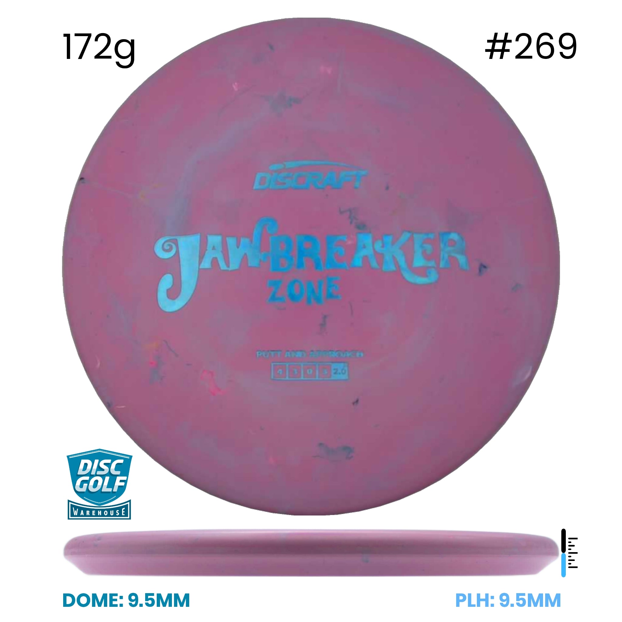 Disc Golf Warehouse Discraft Zone - Jawbreaker Plastic Pink/Blue Metallic 172g