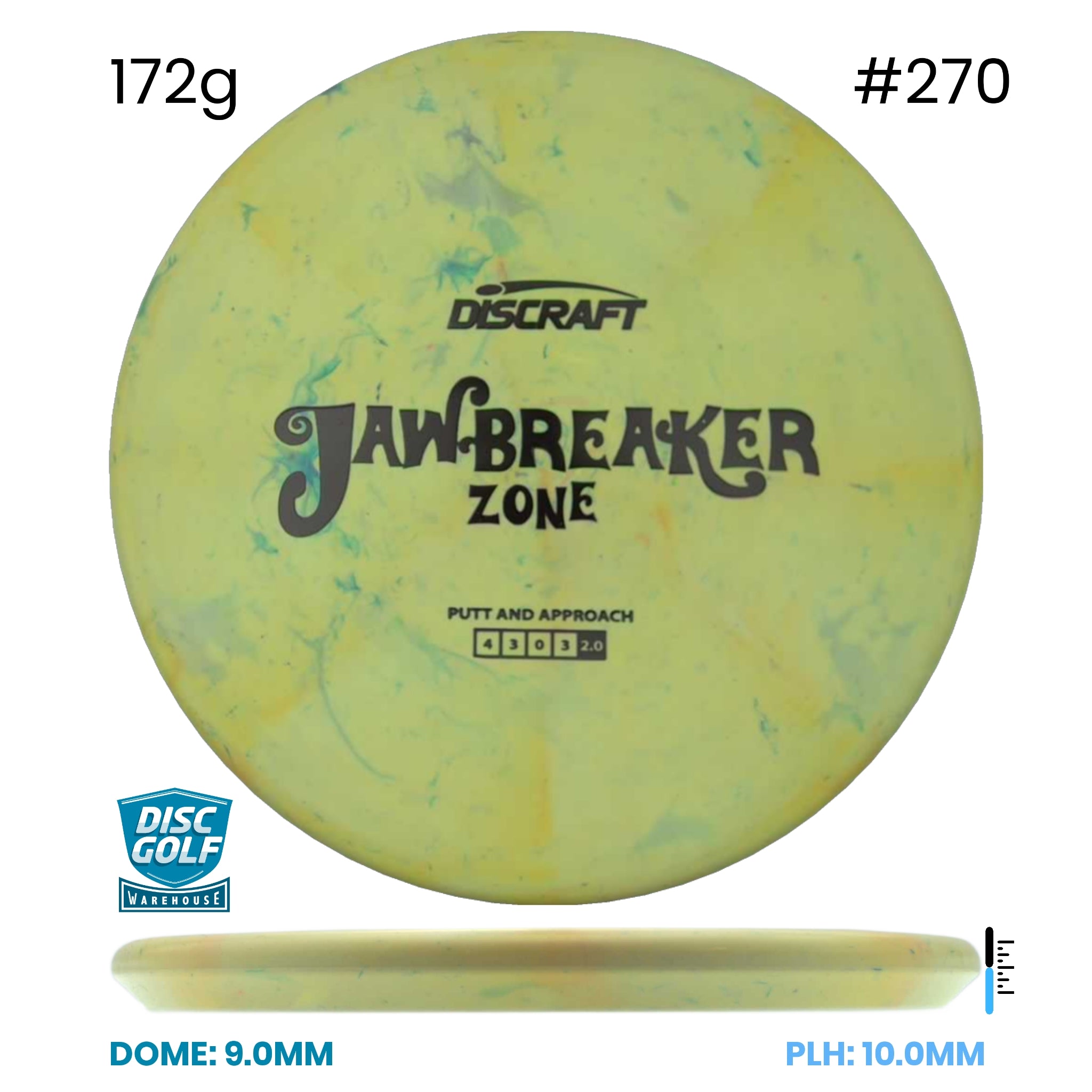 Disc Golf Warehouse Discraft Zone - Jawbreaker Plastic Yellow/Black 172g