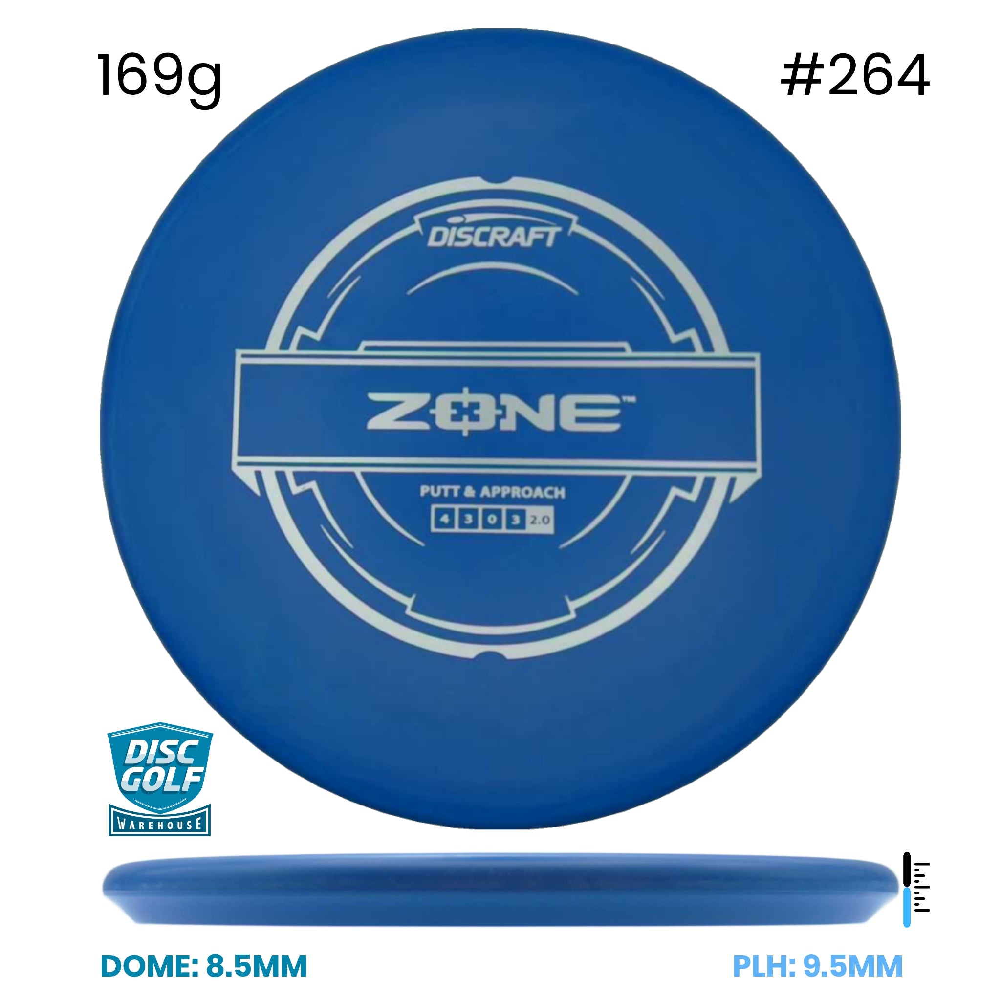 Disc Golf Warehouse Discraft Zone - Putter Line Plastic Blue/White 169g