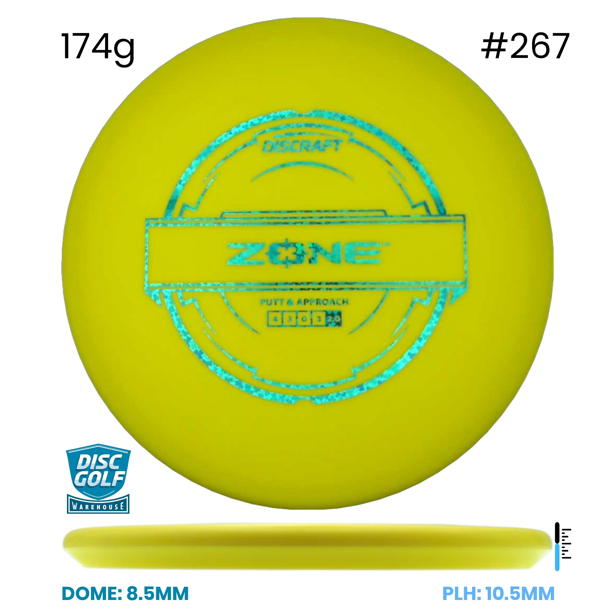 Disc Golf Warehouse Discraft Zone - Putter Line Plastic Yellow/#267/Blue Metallic 174g