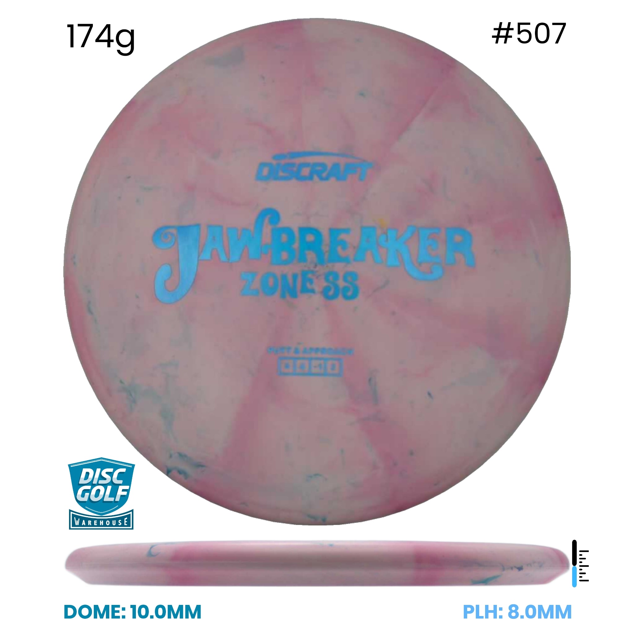 Disc Golf Warehouse Discraft Zone SS - Jawbreaker Plastic Pink/Blue Metallic 174g