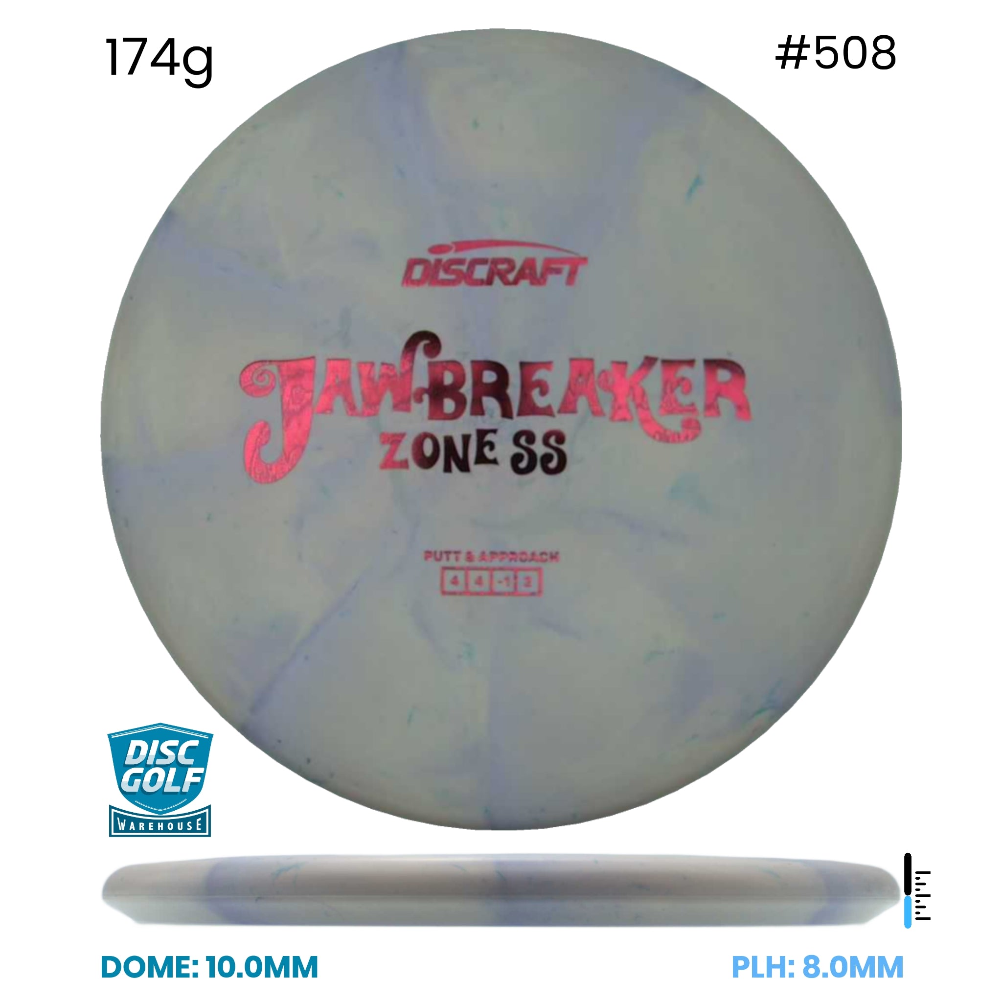 Disc Golf Warehouse Discraft Zone SS - Jawbreaker Plastic Purple/Red Metallic 174g