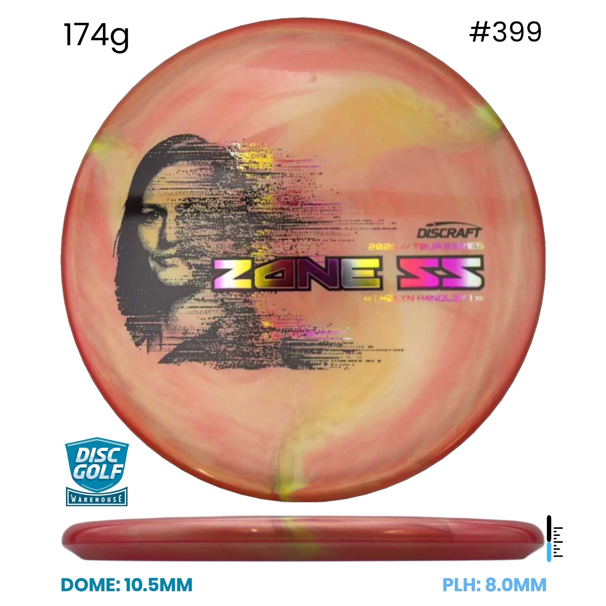 Disc Golf Warehouse Discraft Zone SS - Special Blend Plastic - Holyn Handley 2026 Tour Series Orange/Multicolor 174g