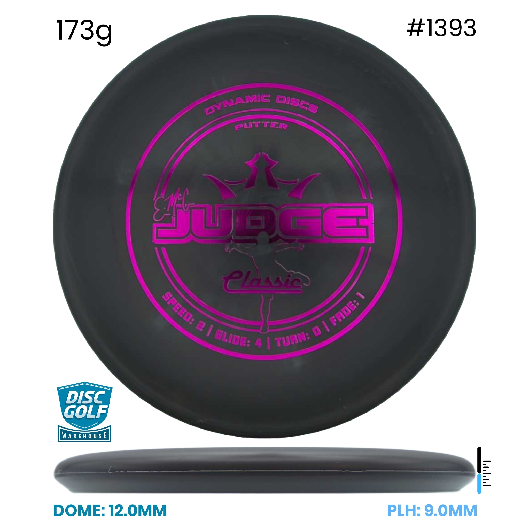 Disc Golf Warehouse Dynamic Discs EMAC Judge - Classic Black/Purple Metallic 173g