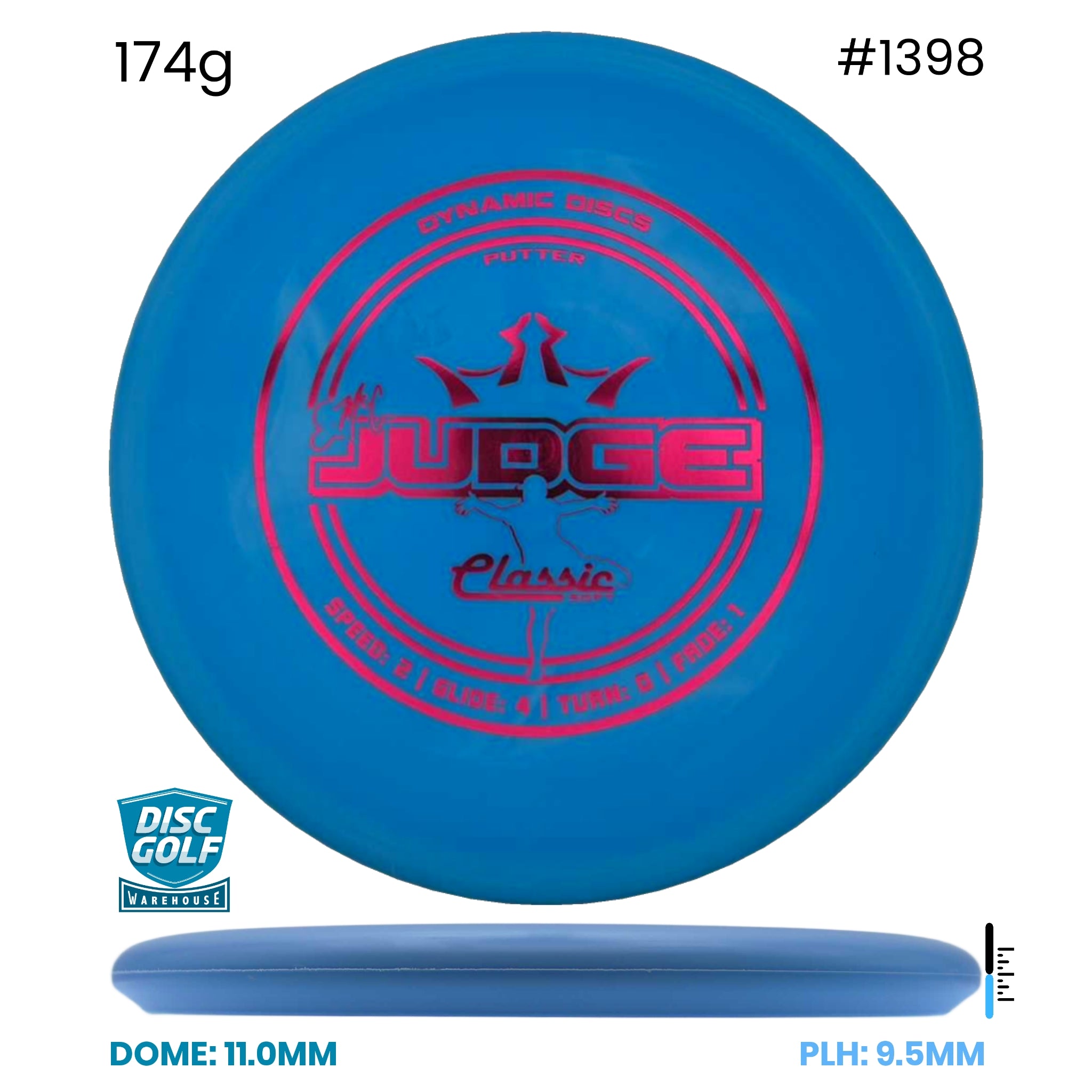 Disc Golf Warehouse Dynamic Discs EMAC Judge - Classic Soft Blue/Red Metallic 174g