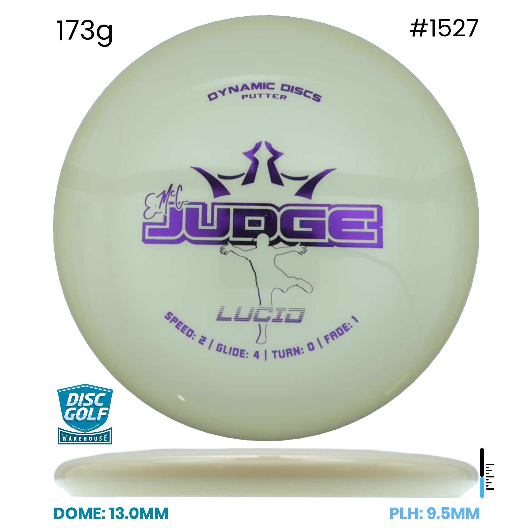 Disc Golf Warehouse Dynamic Discs EMAC Judge - Lucid White/Purple Metallic 173g
