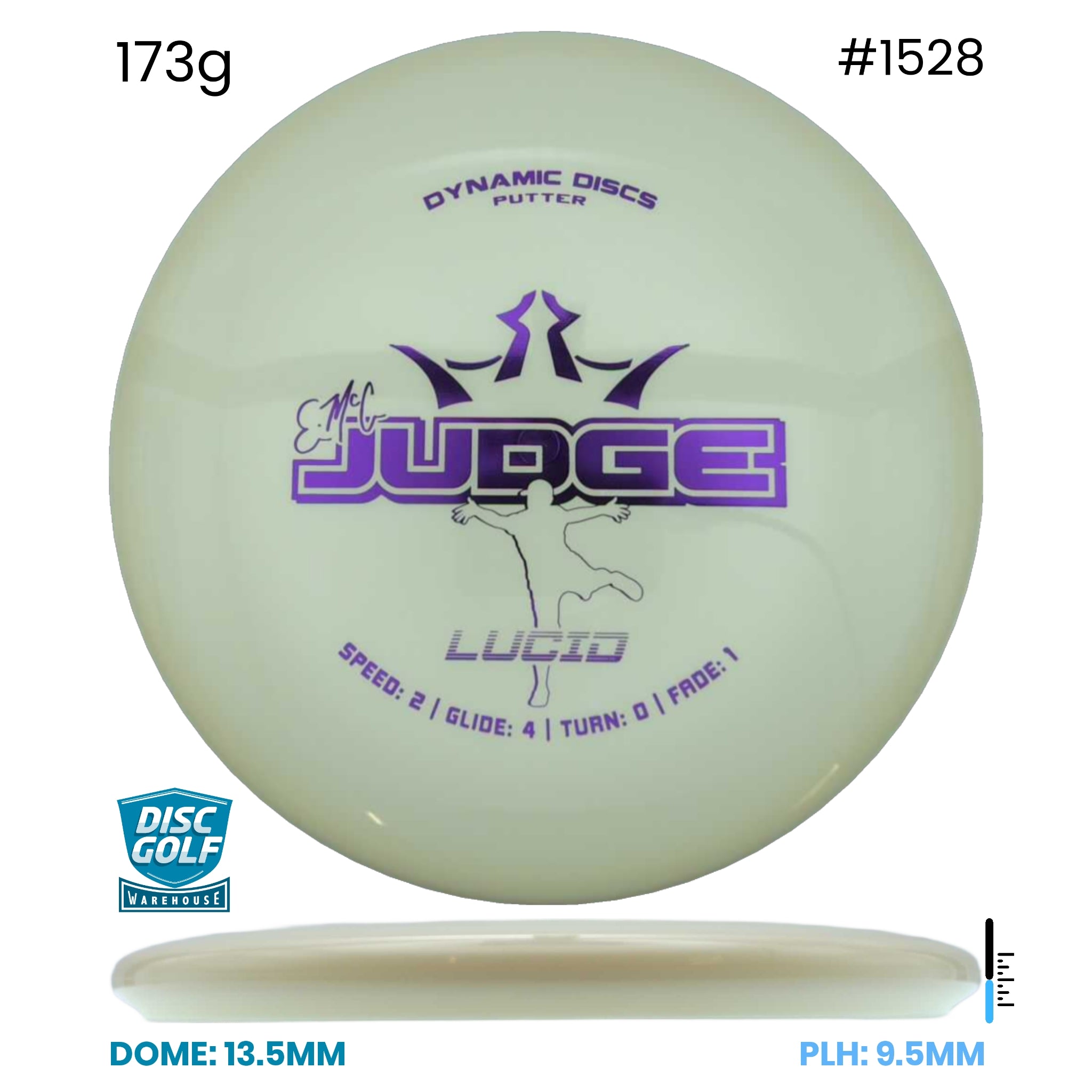 Disc Golf Warehouse Dynamic Discs EMAC Judge - Lucid White/Purple Metallic 173g