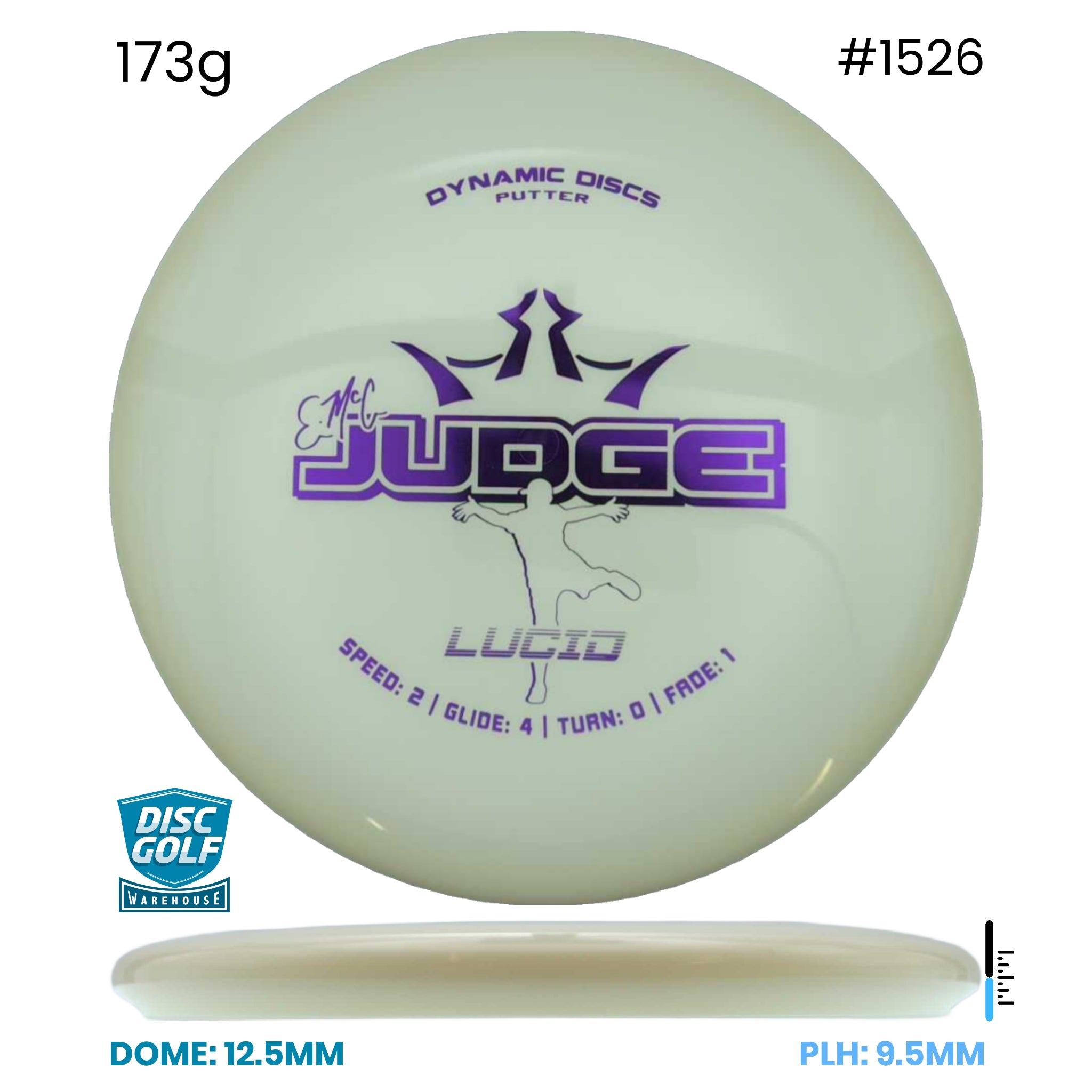 Disc Golf Warehouse Dynamic Discs EMAC Judge - Lucid White/Purple Metallic 173g
