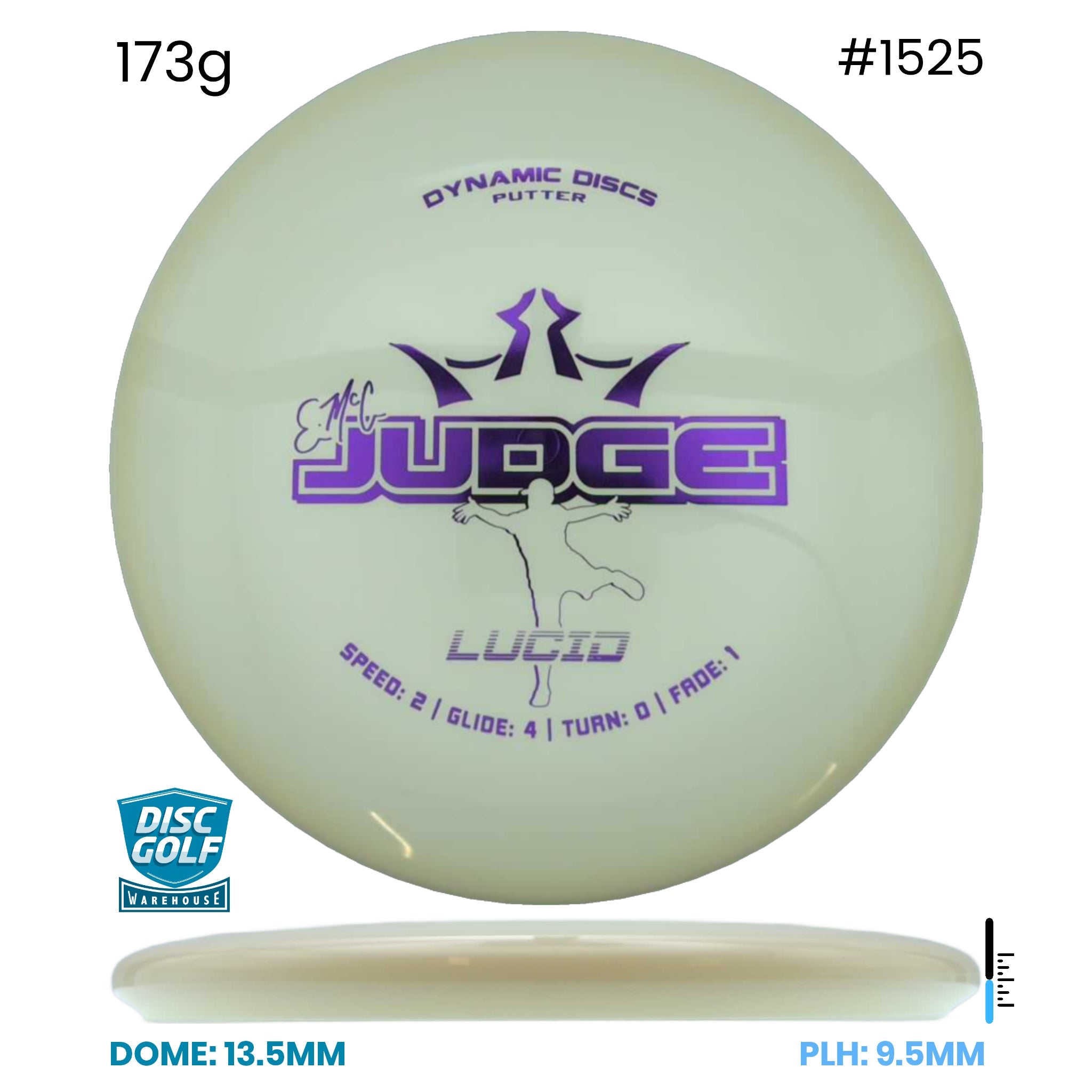 Disc Golf Warehouse Dynamic Discs EMAC Judge - Lucid White/Purple Metallic 173g