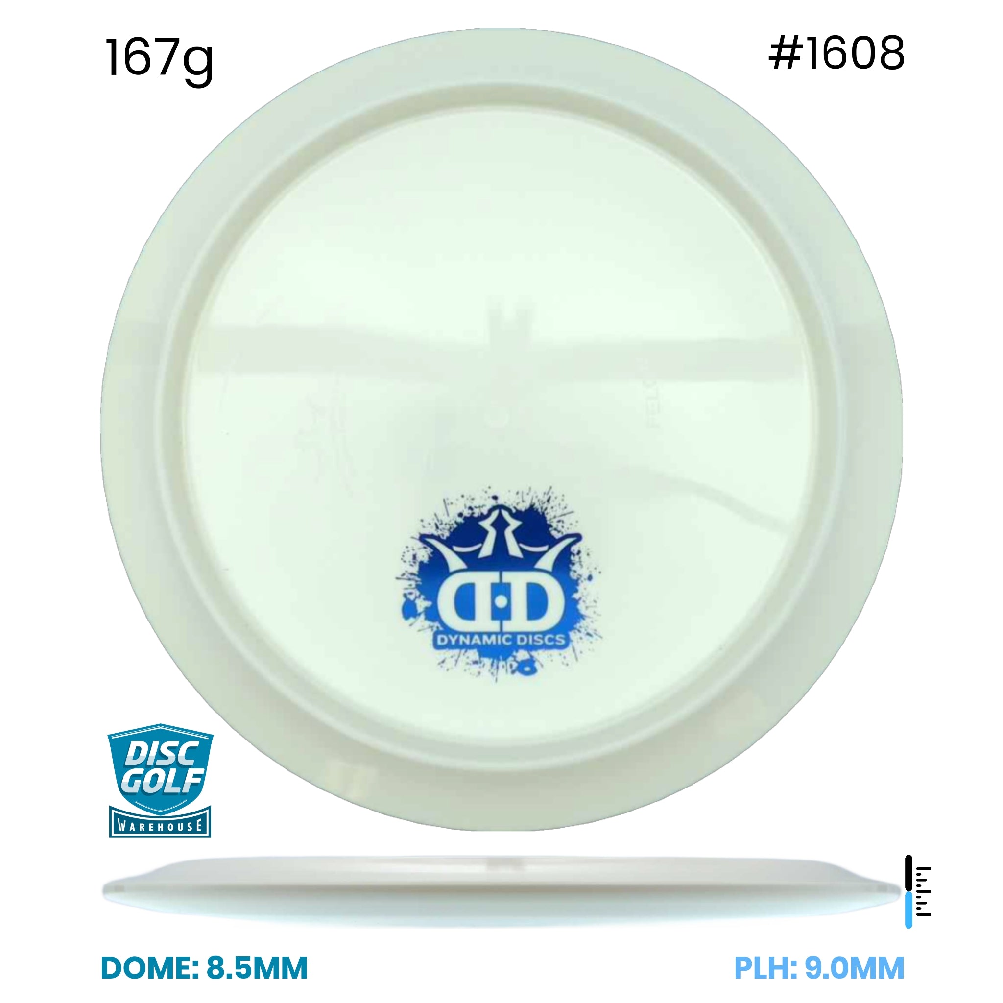 Disc Golf Warehouse Dynamic Discs Felon - Fuzion Plastic - White Bottom Stamp White/Blue Metallic 167g