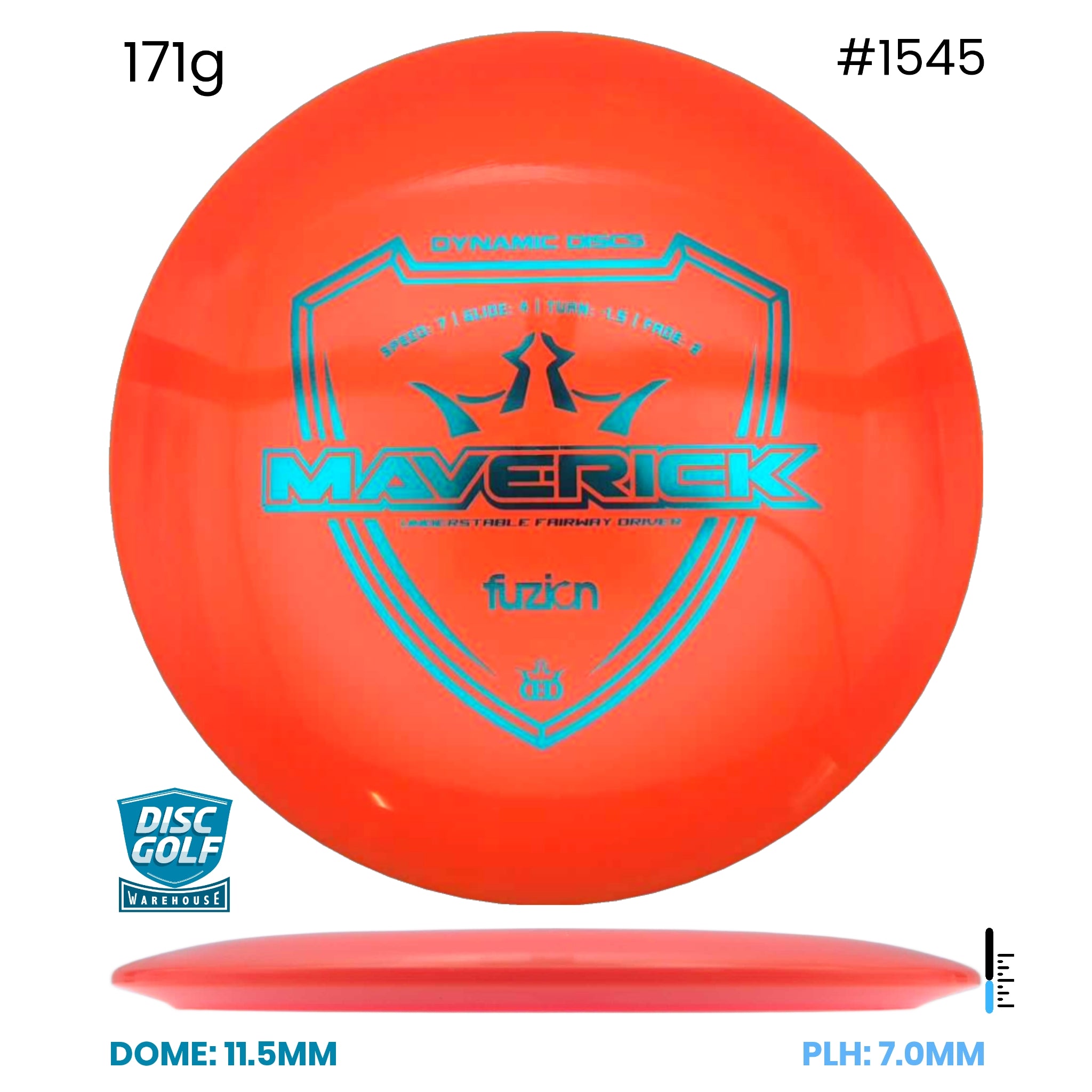 Disc Golf Warehouse Dynamic Discs Maverick - Fuzion Plastic Orange/Blue Metallic 171g