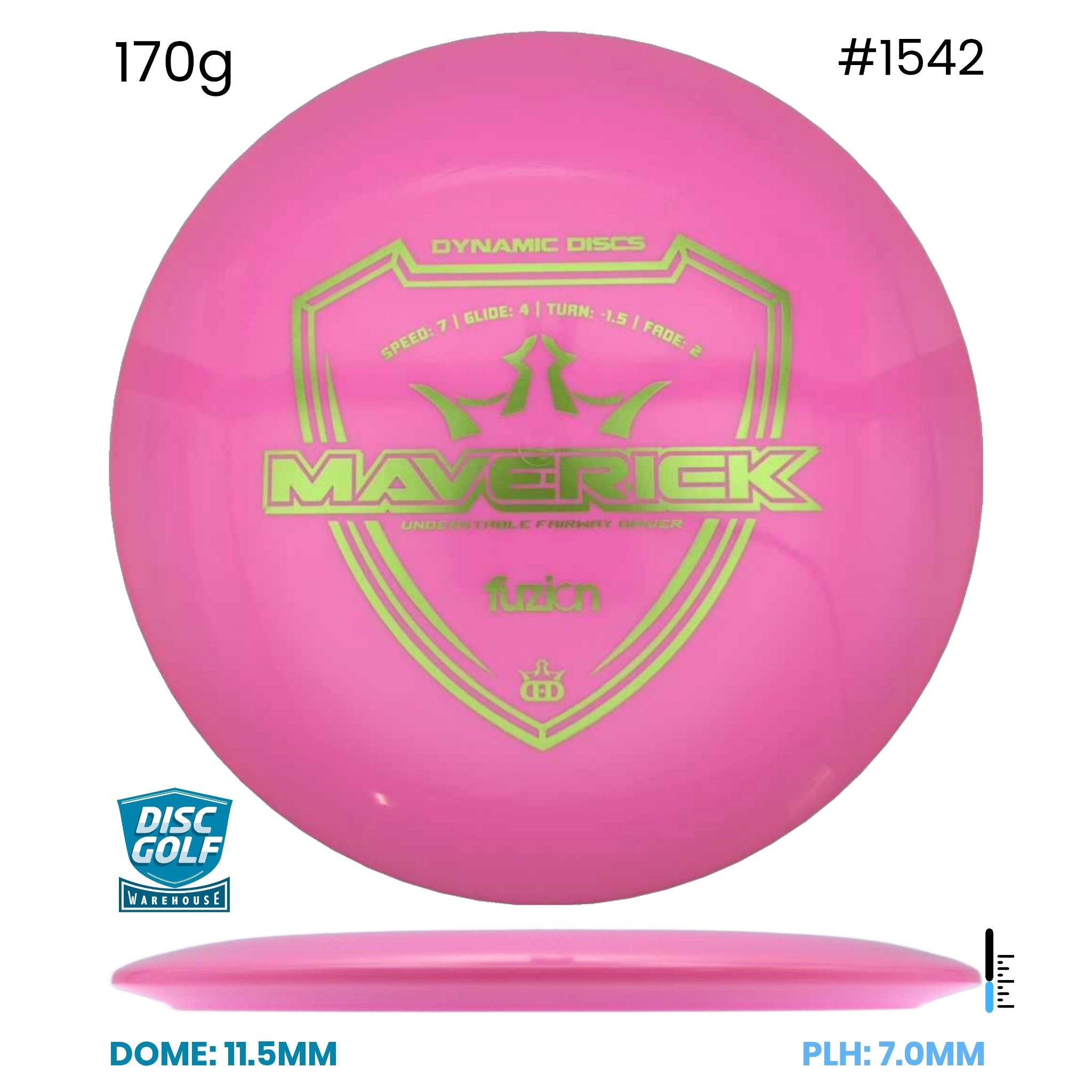 Disc Golf Warehouse Dynamic Discs Maverick - Fuzion Plastic Pink/Gold 170g