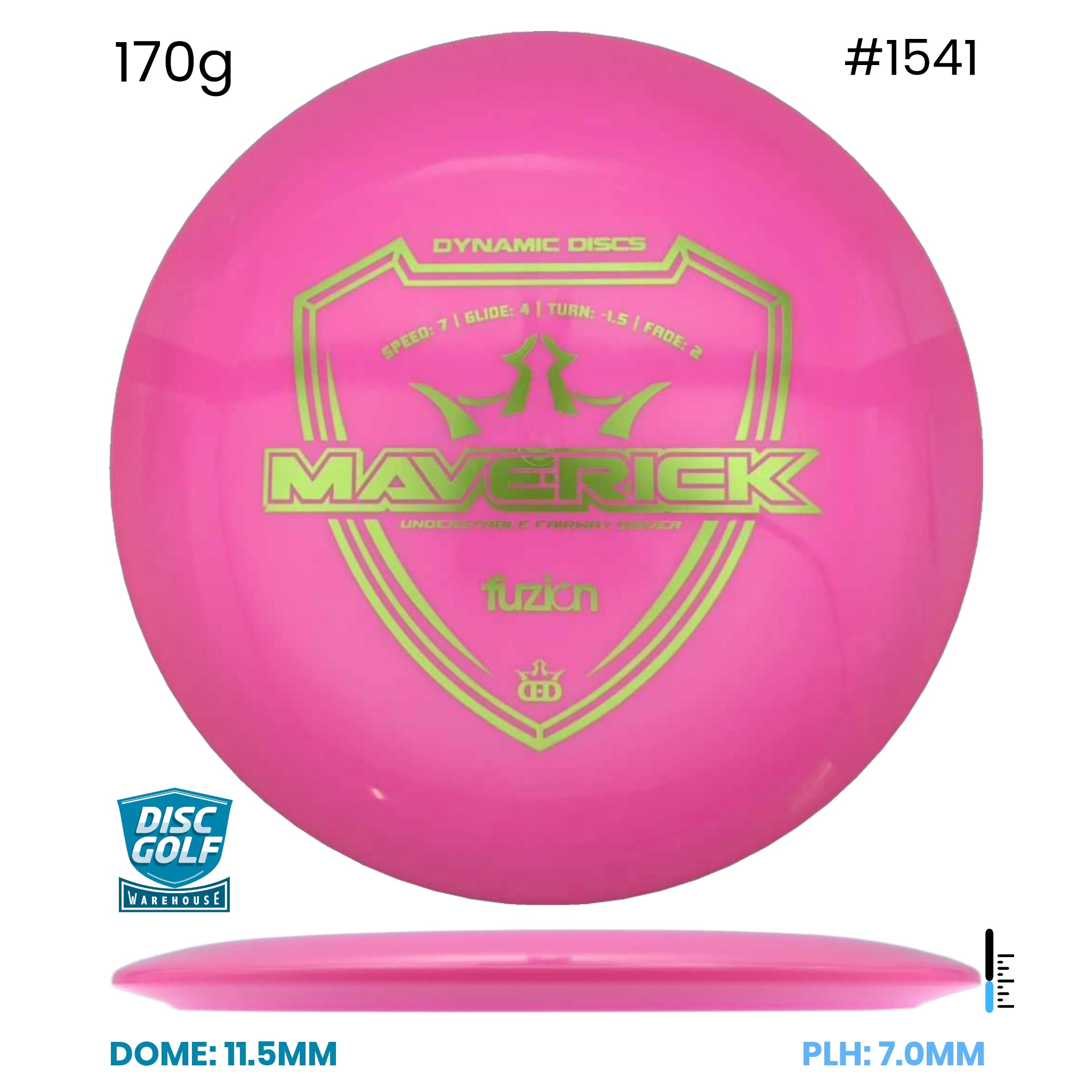 Disc Golf Warehouse Dynamic Discs Maverick - Fuzion Plastic Pink/Gold 170g