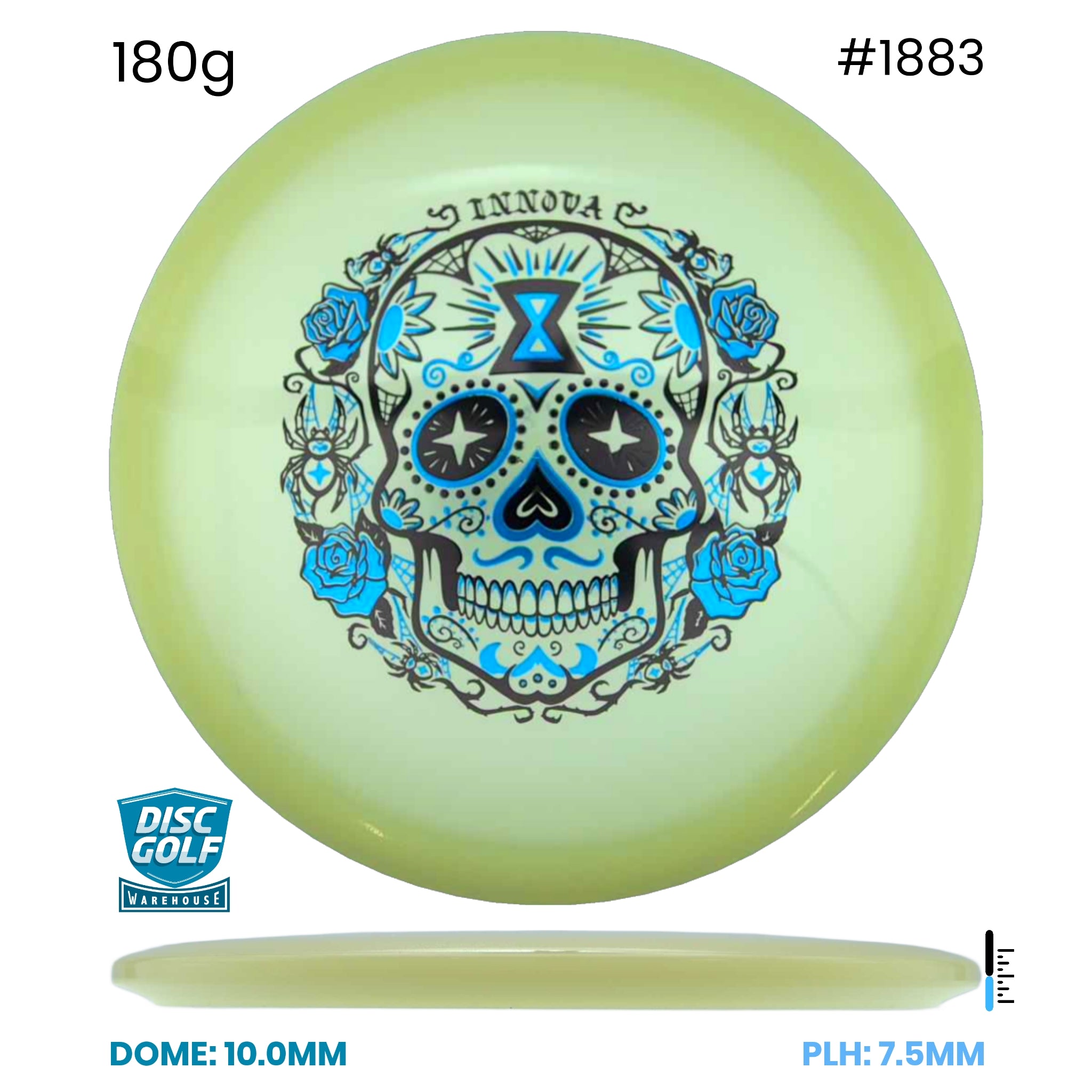 Disc Golf Warehouse Innova Arachnid - Proto Glow Champion Plastic - Halloween Stamp Glow/Purple Metallic, Gold 180g