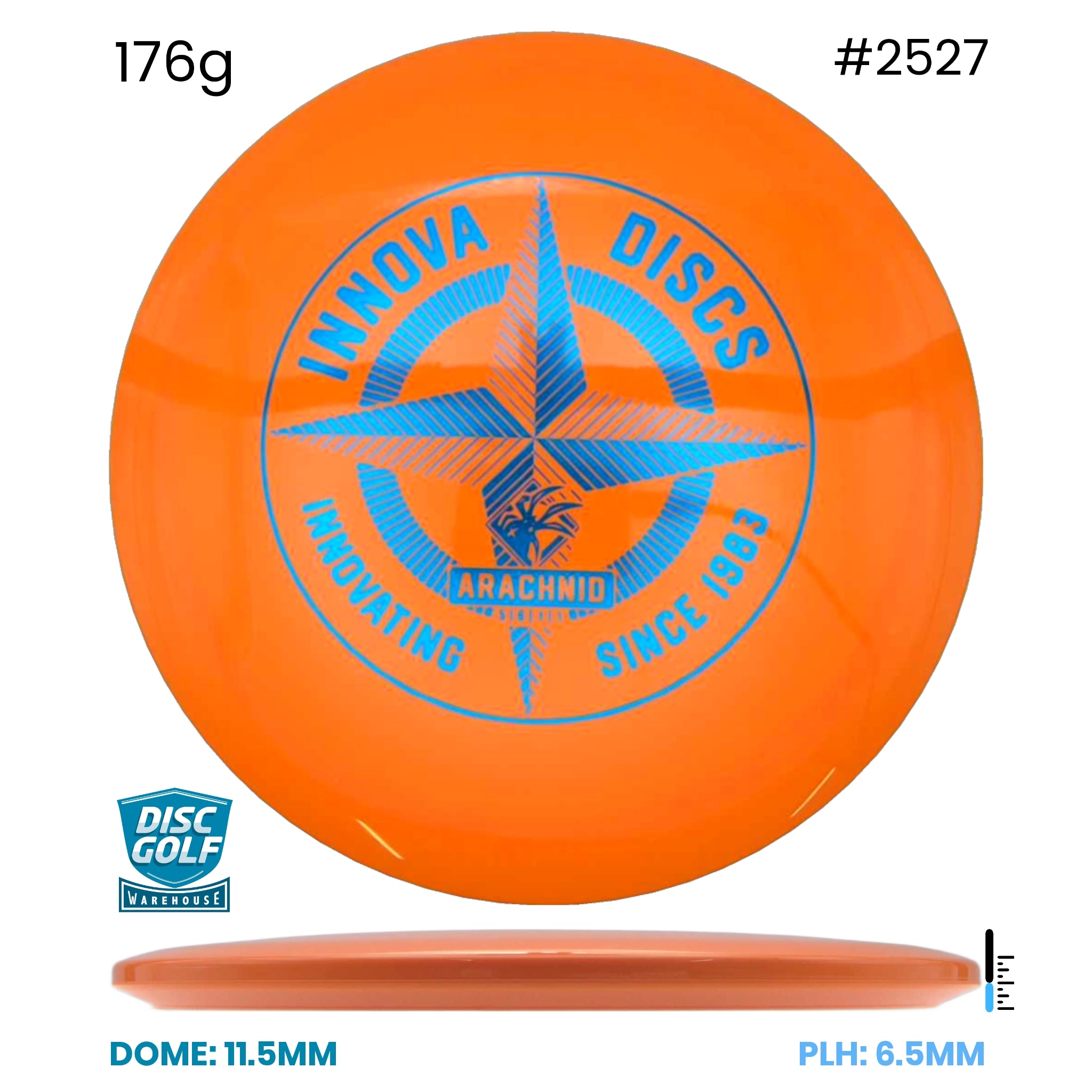 Disc Golf Warehouse Innova Arachnid - Star Plastic - First Run Stamp Orange/Blue Metallic 176g