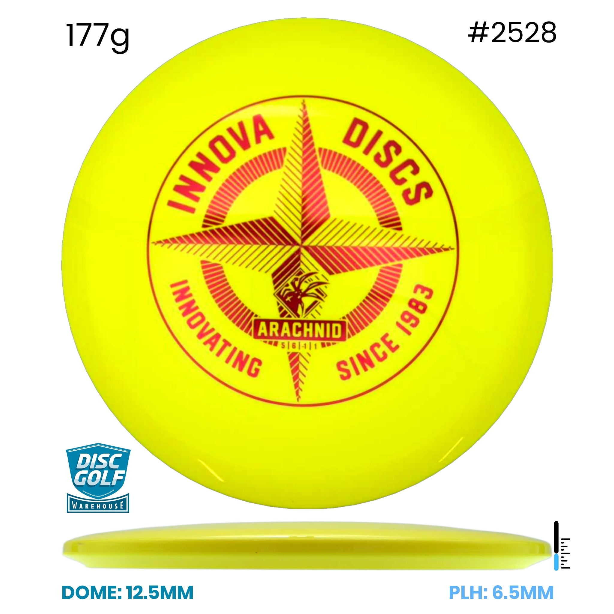 Disc Golf Warehouse Innova Arachnid - Star Plastic - First Run Stamp Yellow/Red Metallic 177g