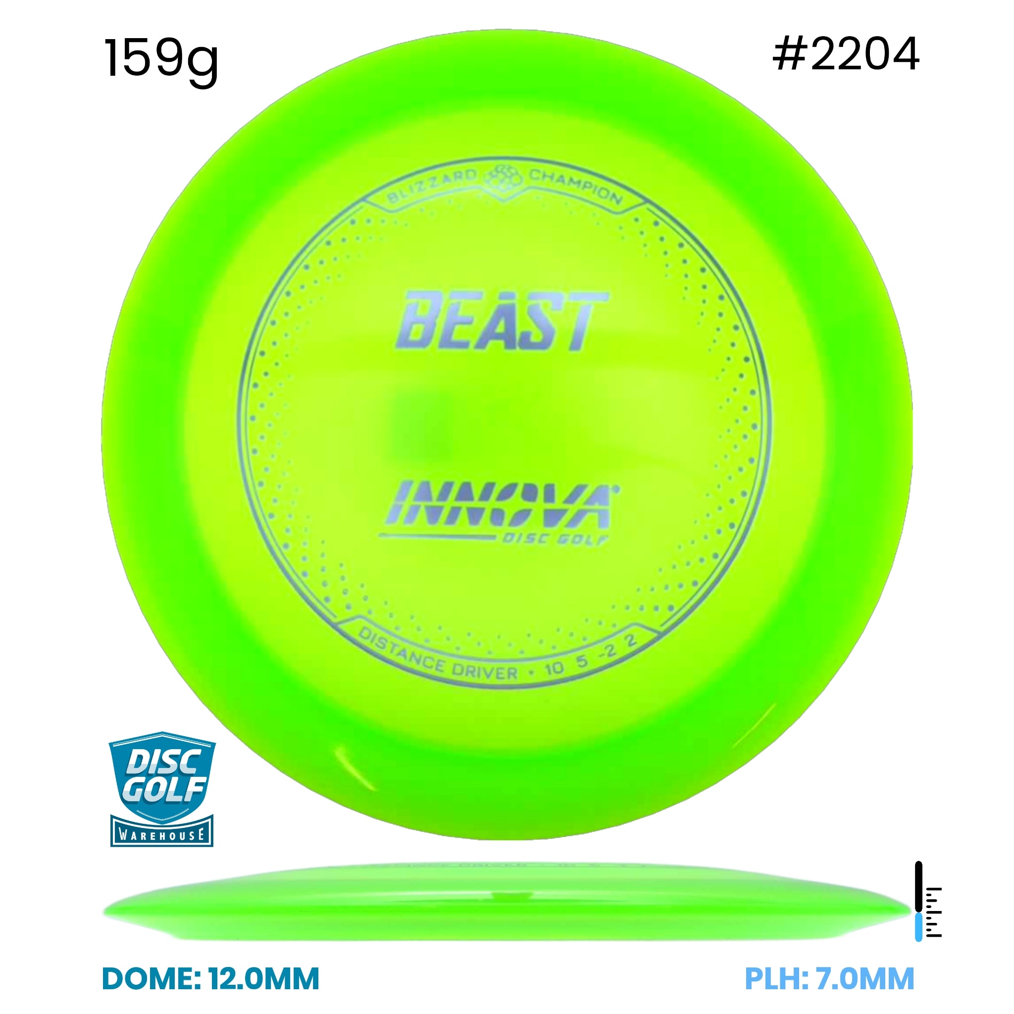 Disc Golf Warehouse Innova Beast - Blizzard Champion Plastic Green/Silver 159g