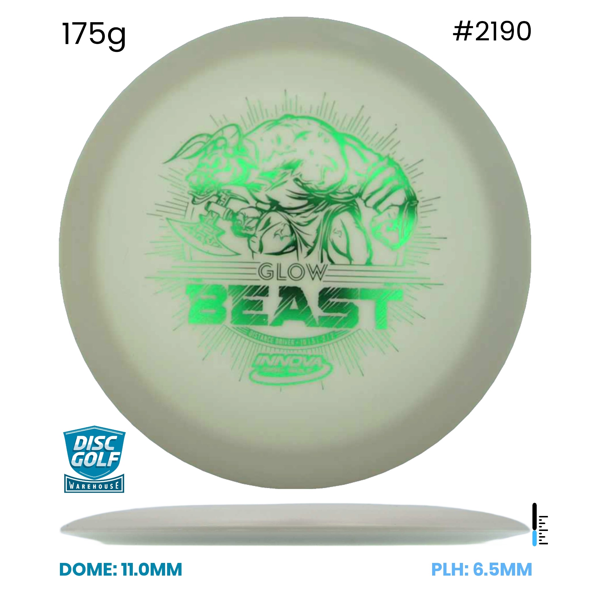 Disc Golf Warehouse Innova Beast - DX Glow Glow/Green Metallic, Purple Metallic 175g