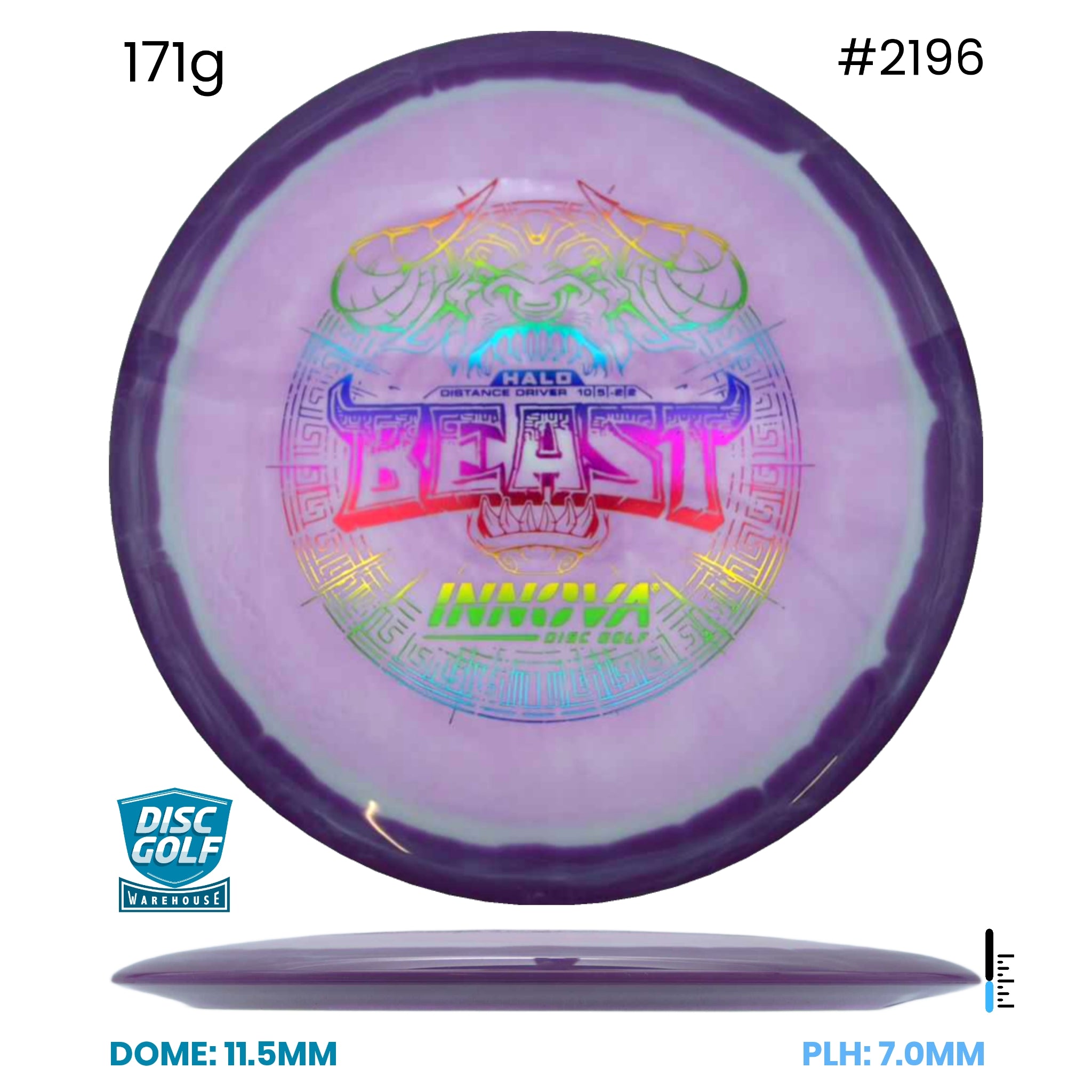 Disc Golf Warehouse Innova Beast - Halo Star Plastic Purple/Rainbow Holo 171g