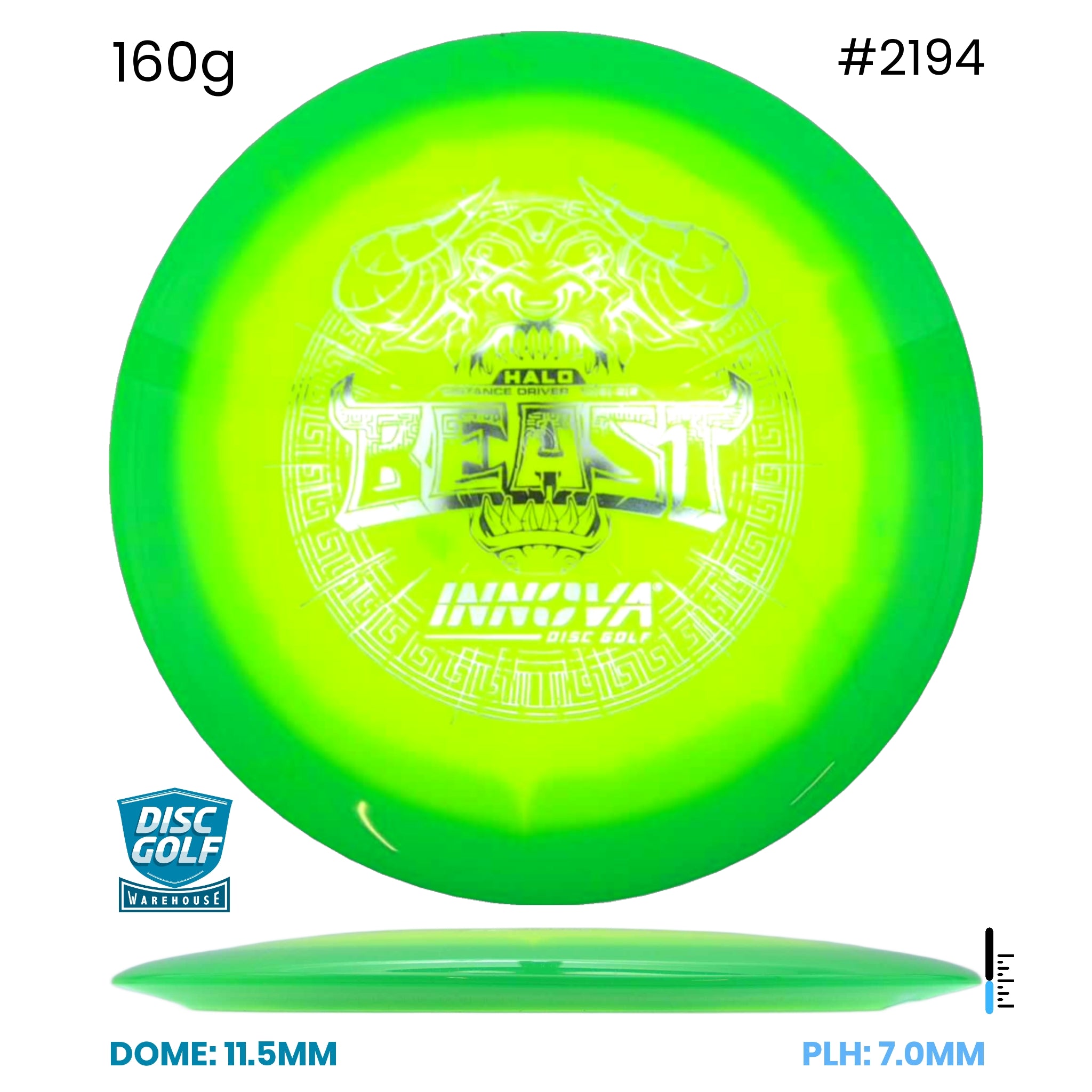 Disc Golf Warehouse Innova Beast - Halo Star Plastic Yellow/Silver 160g
