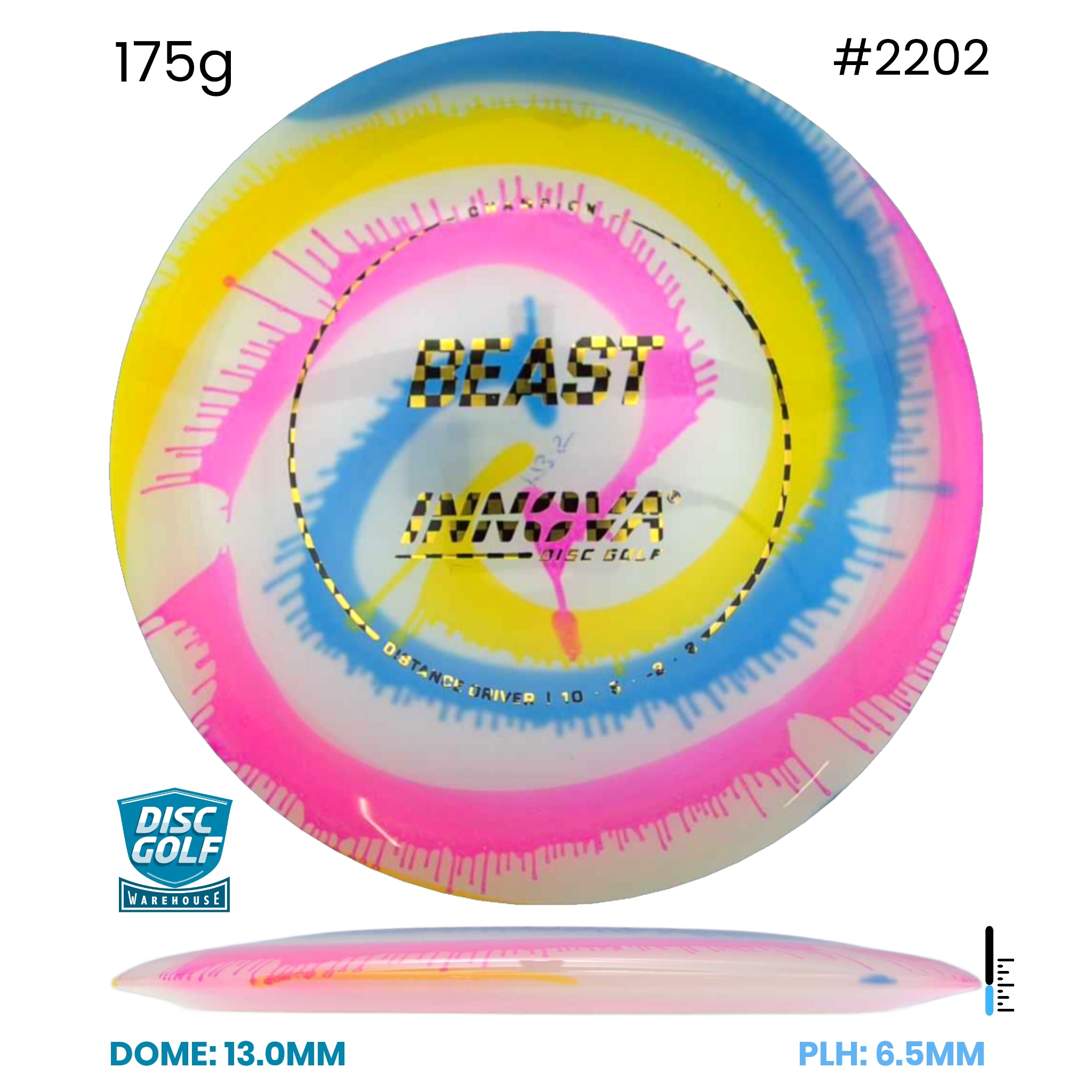 Disc Golf Warehouse Innova Beast - I-Dye Champion Plastic Full Color Dye/None 175g
