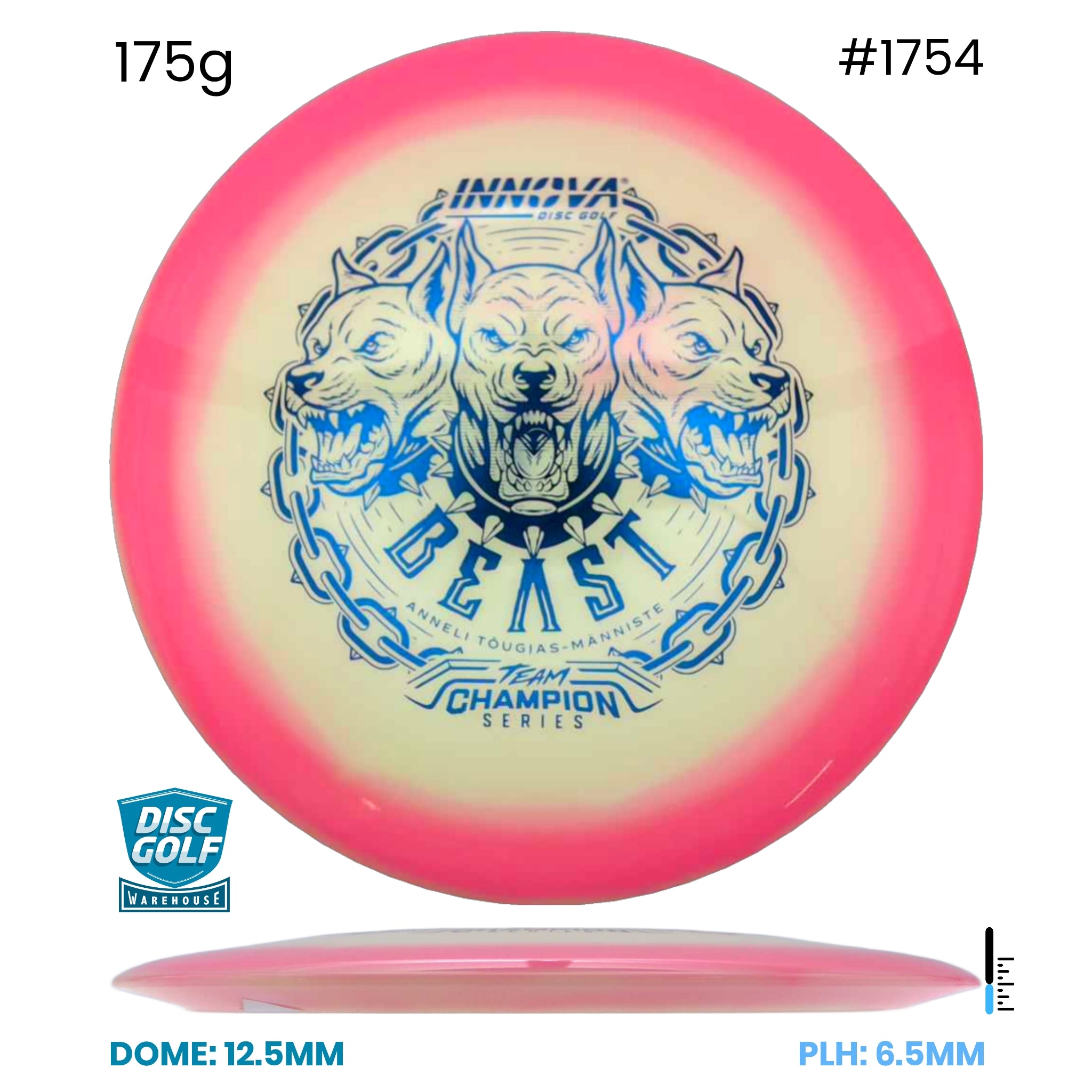 Disc Golf Warehouse Innova Beast - Proto Glow Halo Star Plastic - Anneli Tõugjas-Männiste 2026 tour Series Pink/Blue Metallic 175g