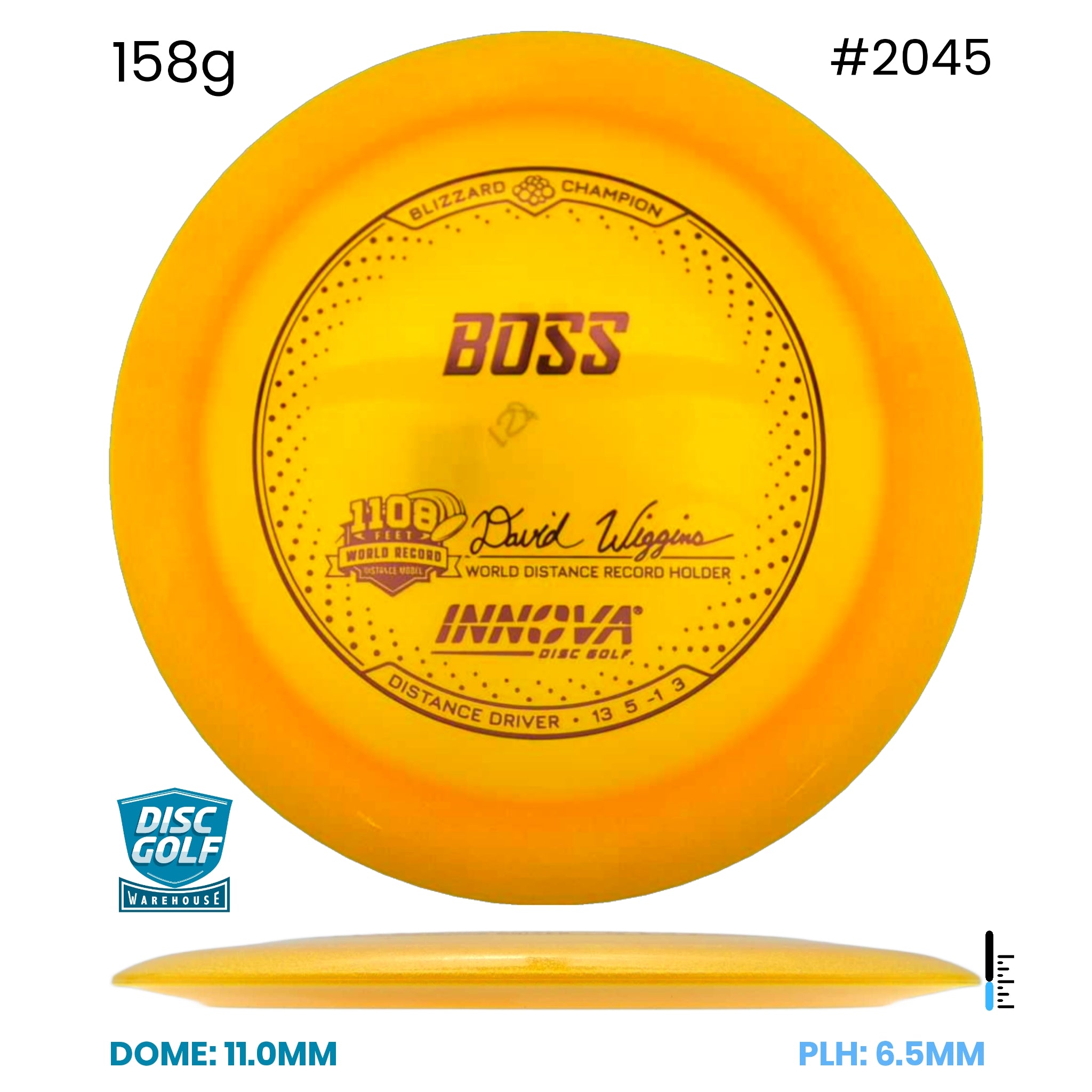 Disc Golf Warehouse Innova Boss - Blizzard Champion Plastic Orange/Green Metallic 158g