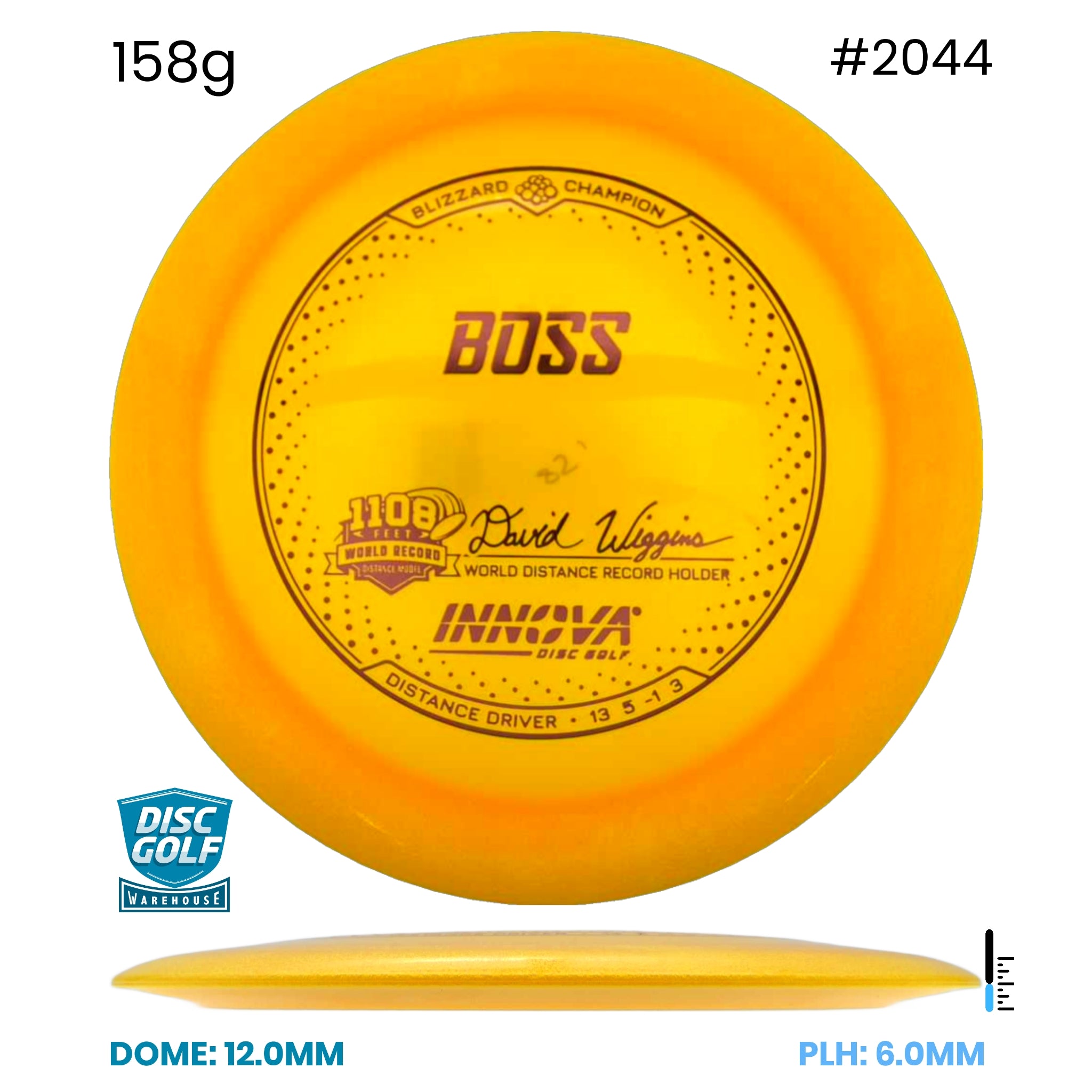 Disc Golf Warehouse Innova Boss - Blizzard Champion Plastic Orange/Green Metallic 158g