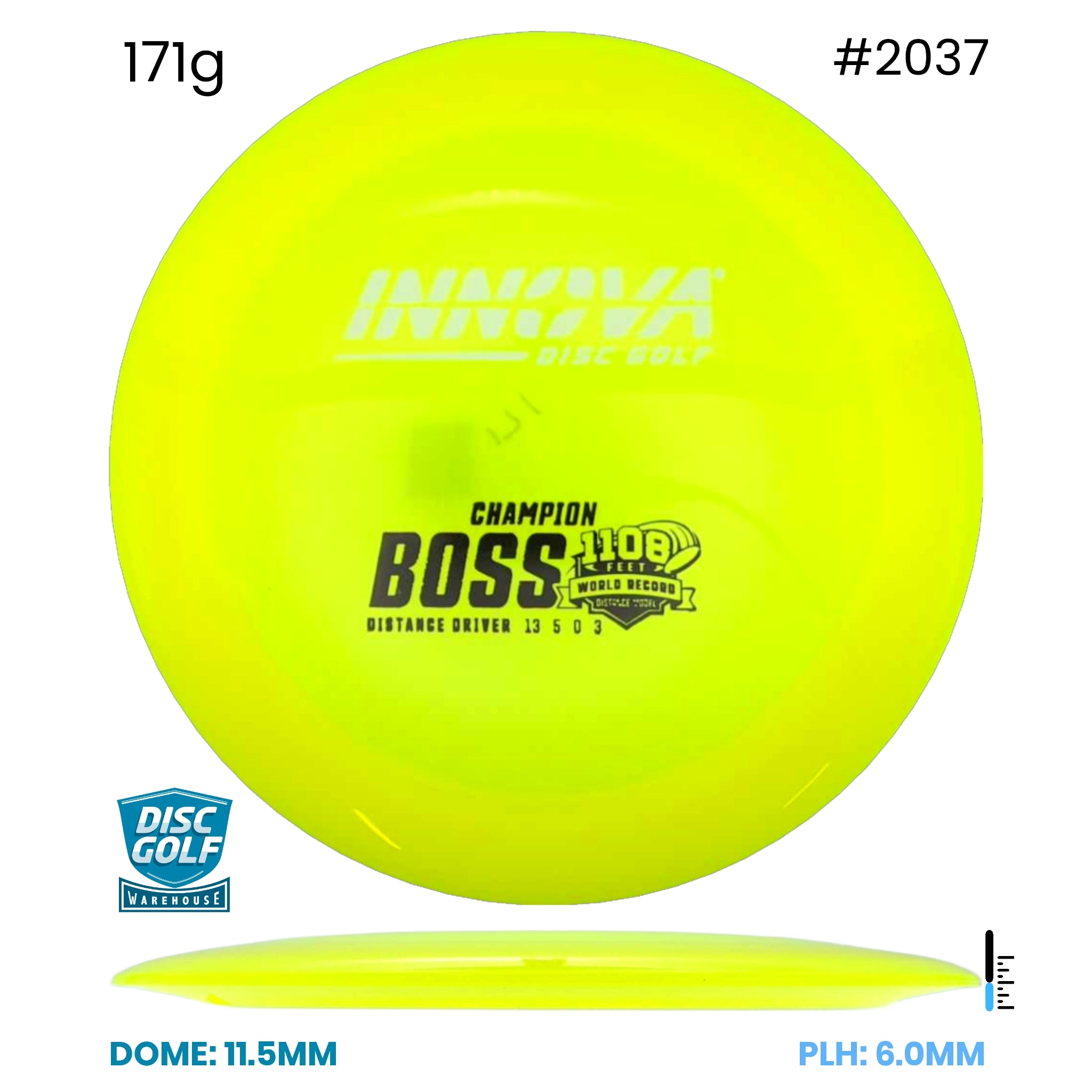 Disc Golf Warehouse Innova Boss - Champion Plastic Yellow/White, Black 171g