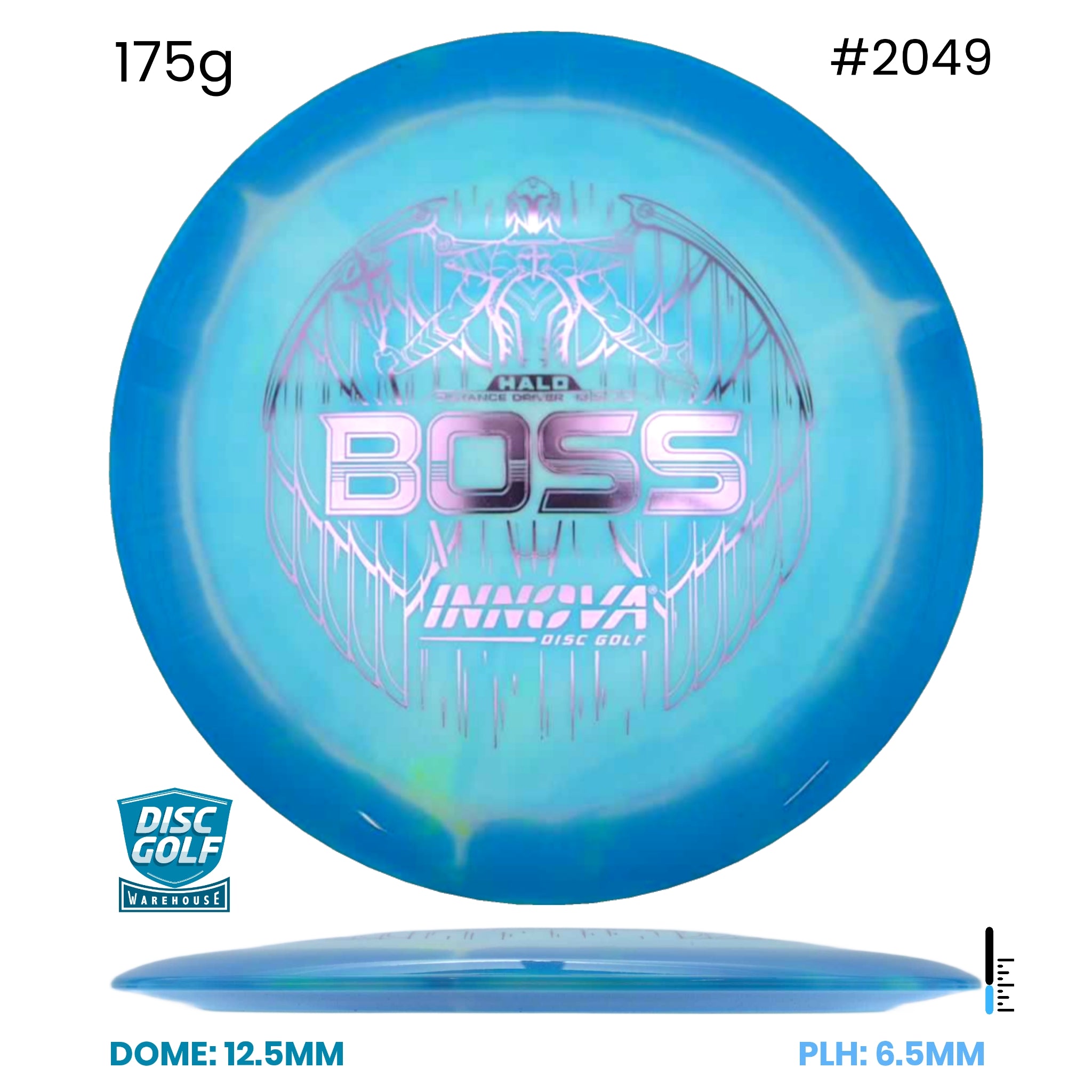 Disc Golf Warehouse Innova Boss - Halo Star Plastic Blue/Purple Metallic, Silver 175g
