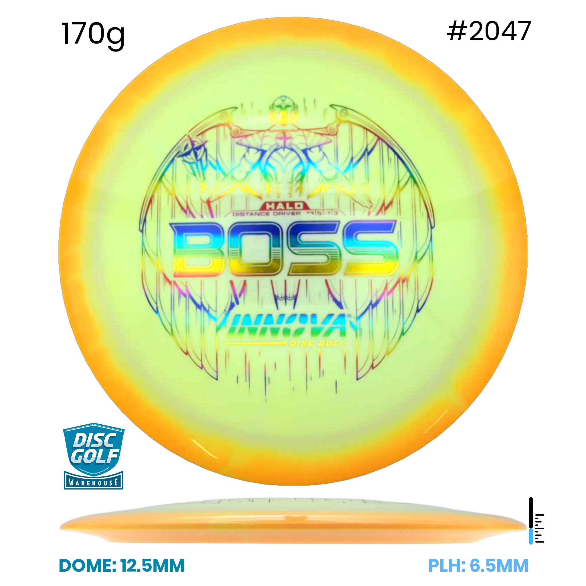 Disc Golf Warehouse Innova Boss - Halo Star Plastic Yellow/Rainbow Holo 170g