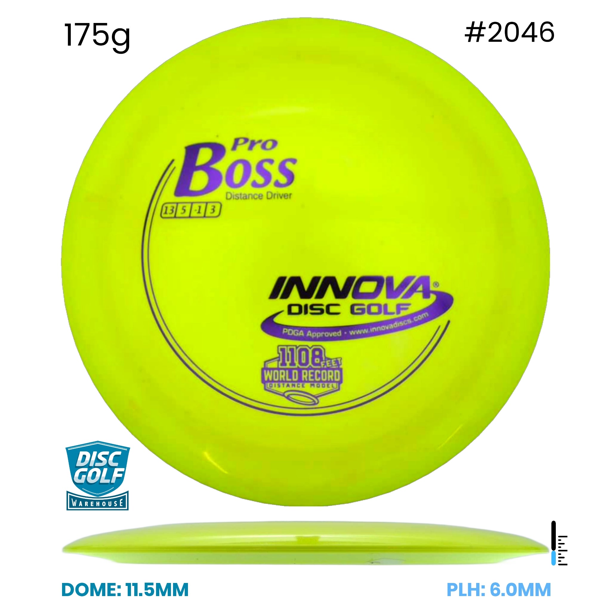 Disc Golf Warehouse Innova Boss - Pro Plastic Yellow/Purple Metallic 175g