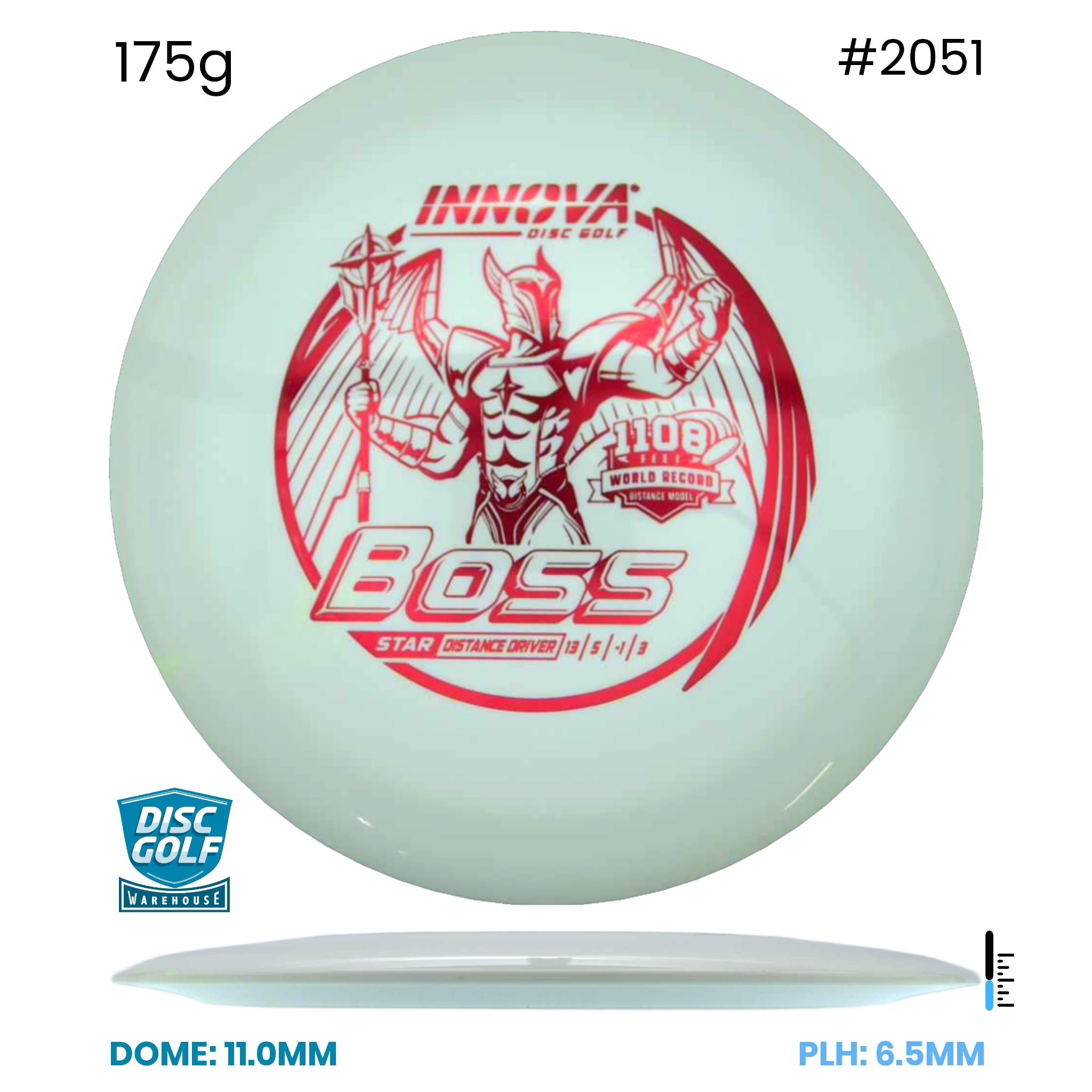 Disc Golf Warehouse Innova Boss - Star Plastic White/Red Metallic 175g