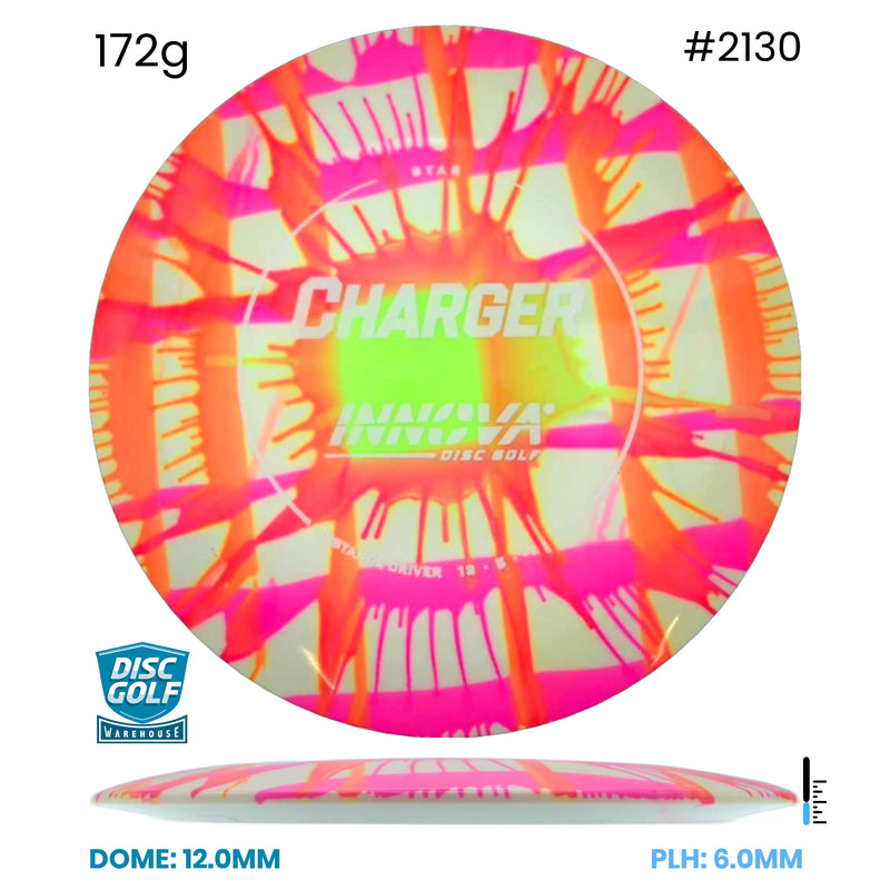Disc Golf Warehouse Innova Charger - I Dye Star Plastic Full Colour Dye/Red Metallic 172g