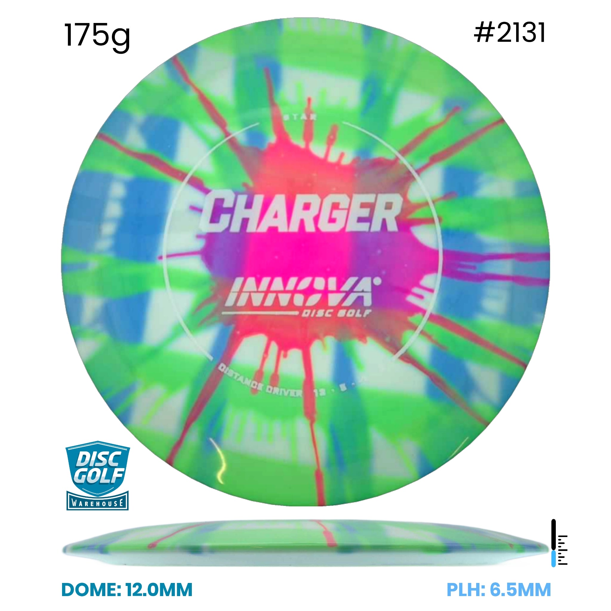 Disc Golf Warehouse Innova Charger - I Dye Star Plastic Full Colour Dye/Red Metallic 175g