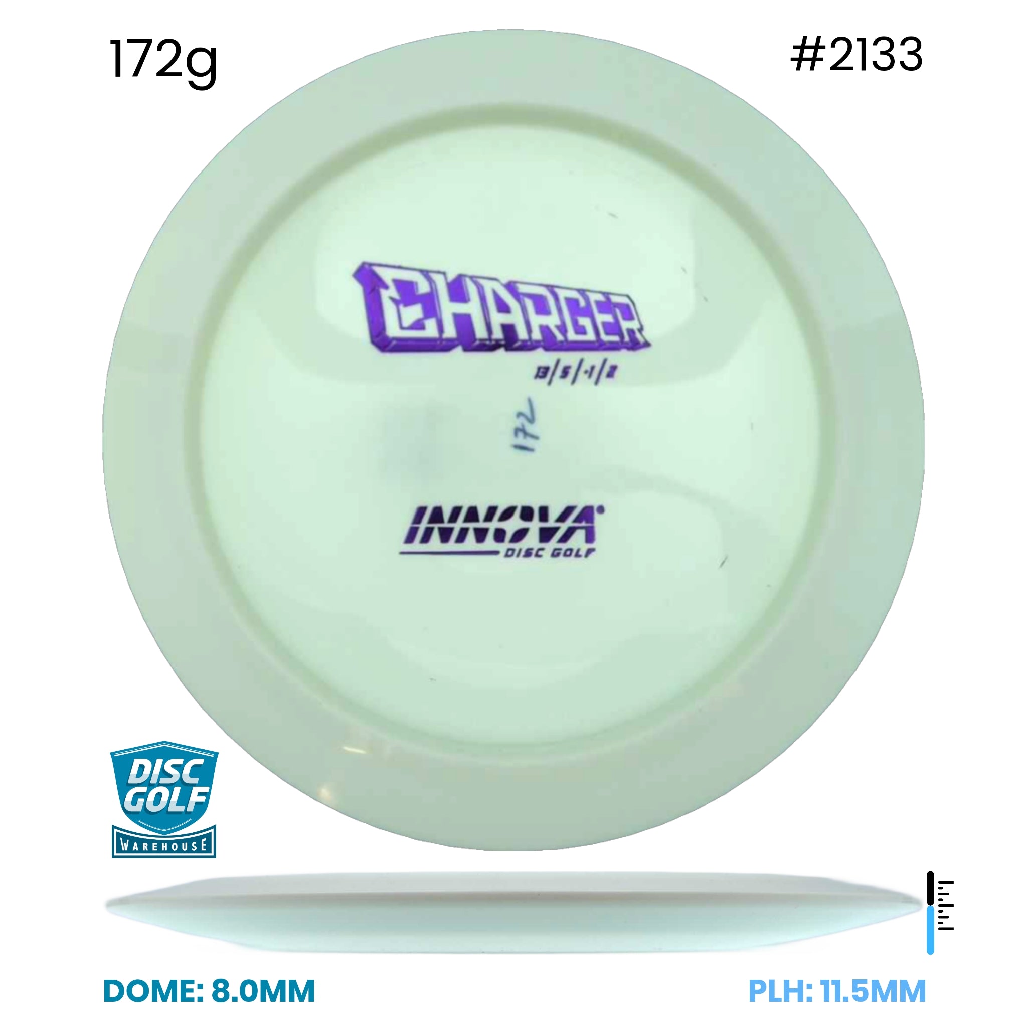 Disc Golf Warehouse Innova Charger - Star Plastic - White Bottom Stamp White/Red Metallic 172g