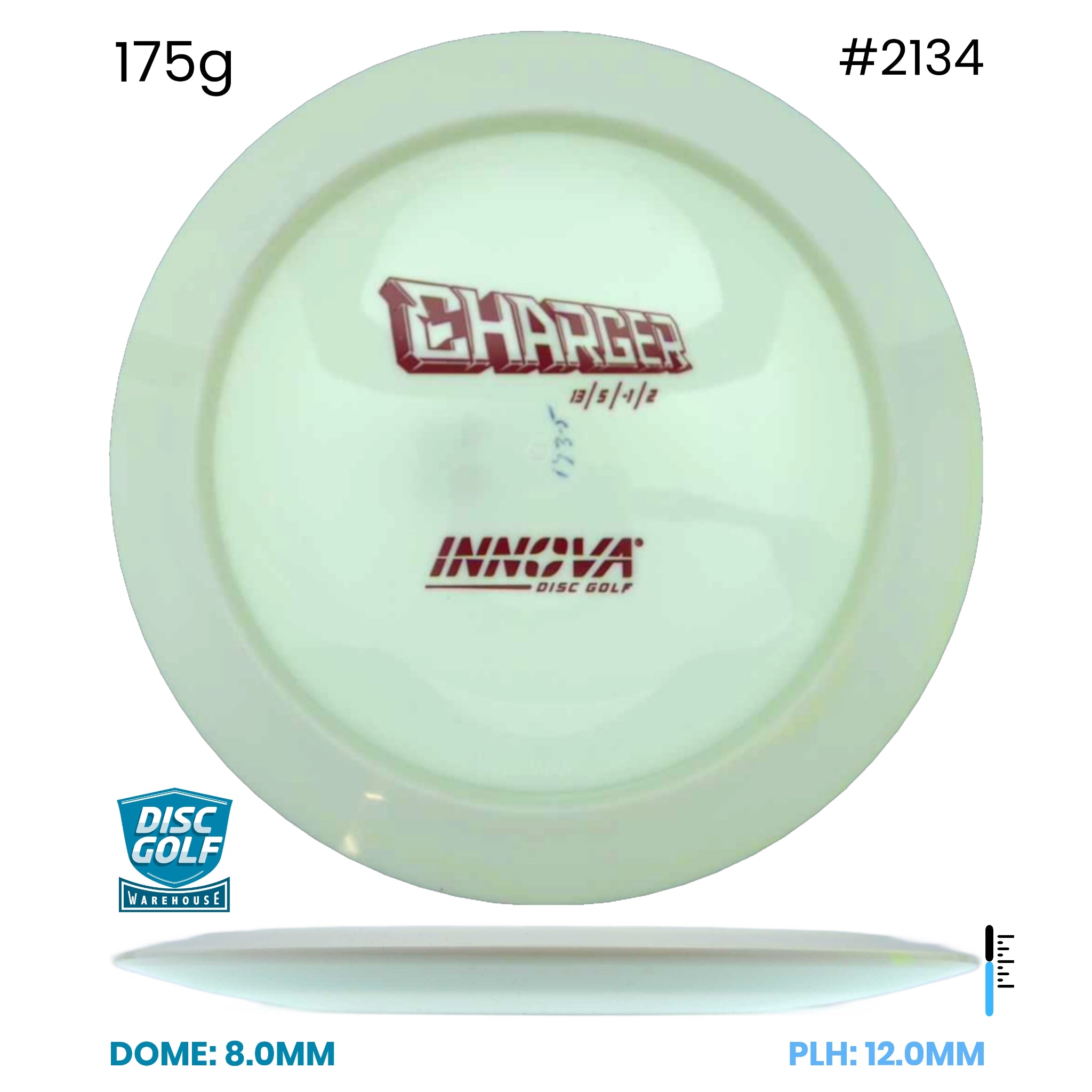 Disc Golf Warehouse Innova Charger - Star Plastic - White Bottom Stamp White/Red Metallic 175g