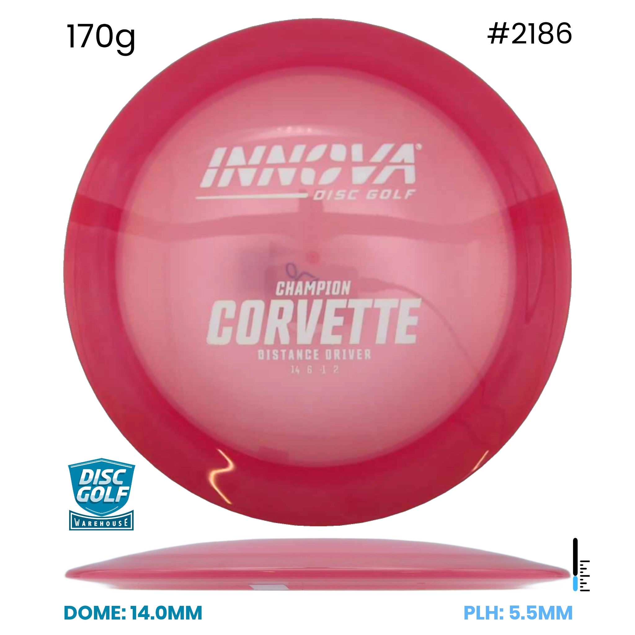Disc Golf Warehouse Innova Corvette - Champion Plastic Pink/White 170g
