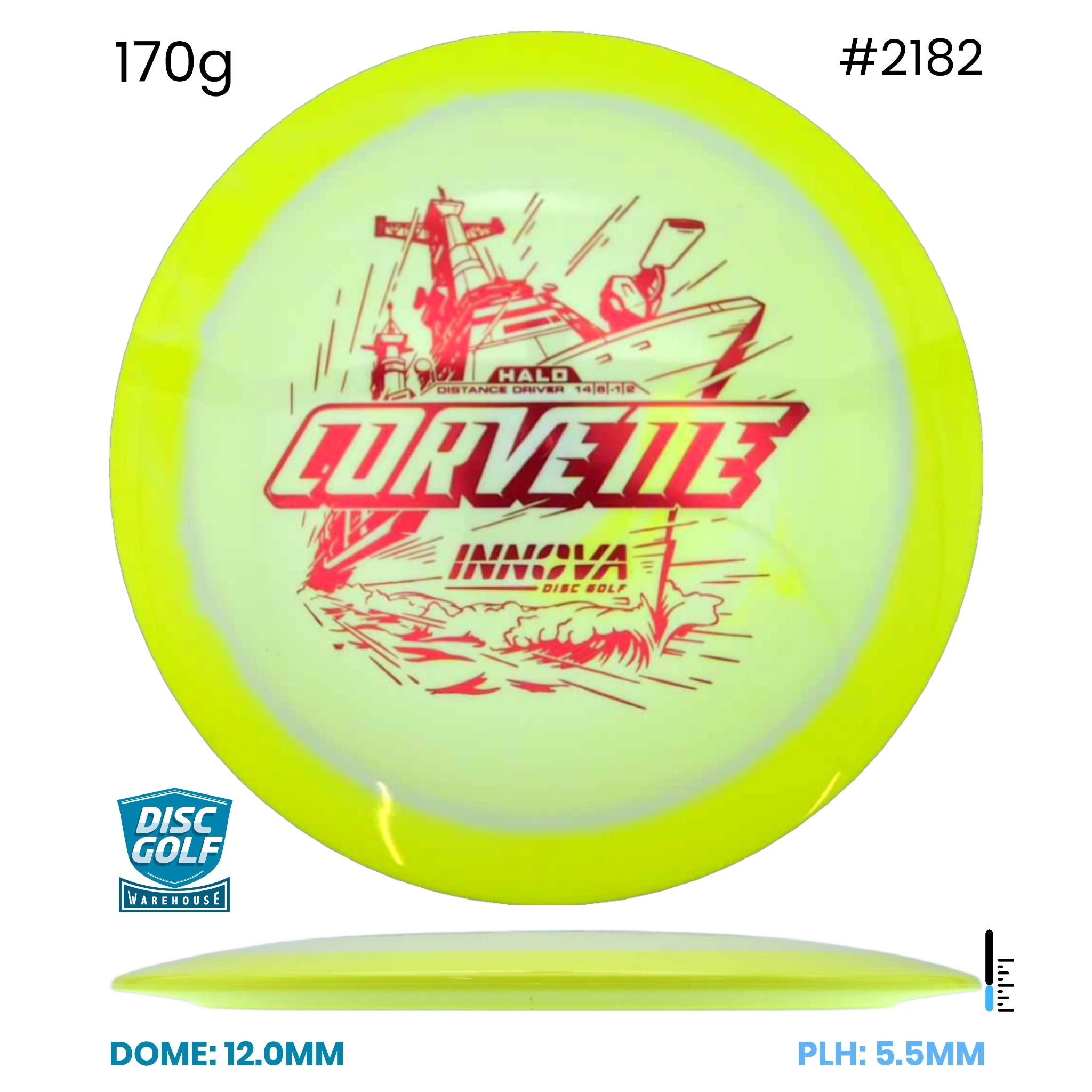 Disc Golf Warehouse Innova Corvette - Halo Star Plastic Yellow/Red Metallic 170g