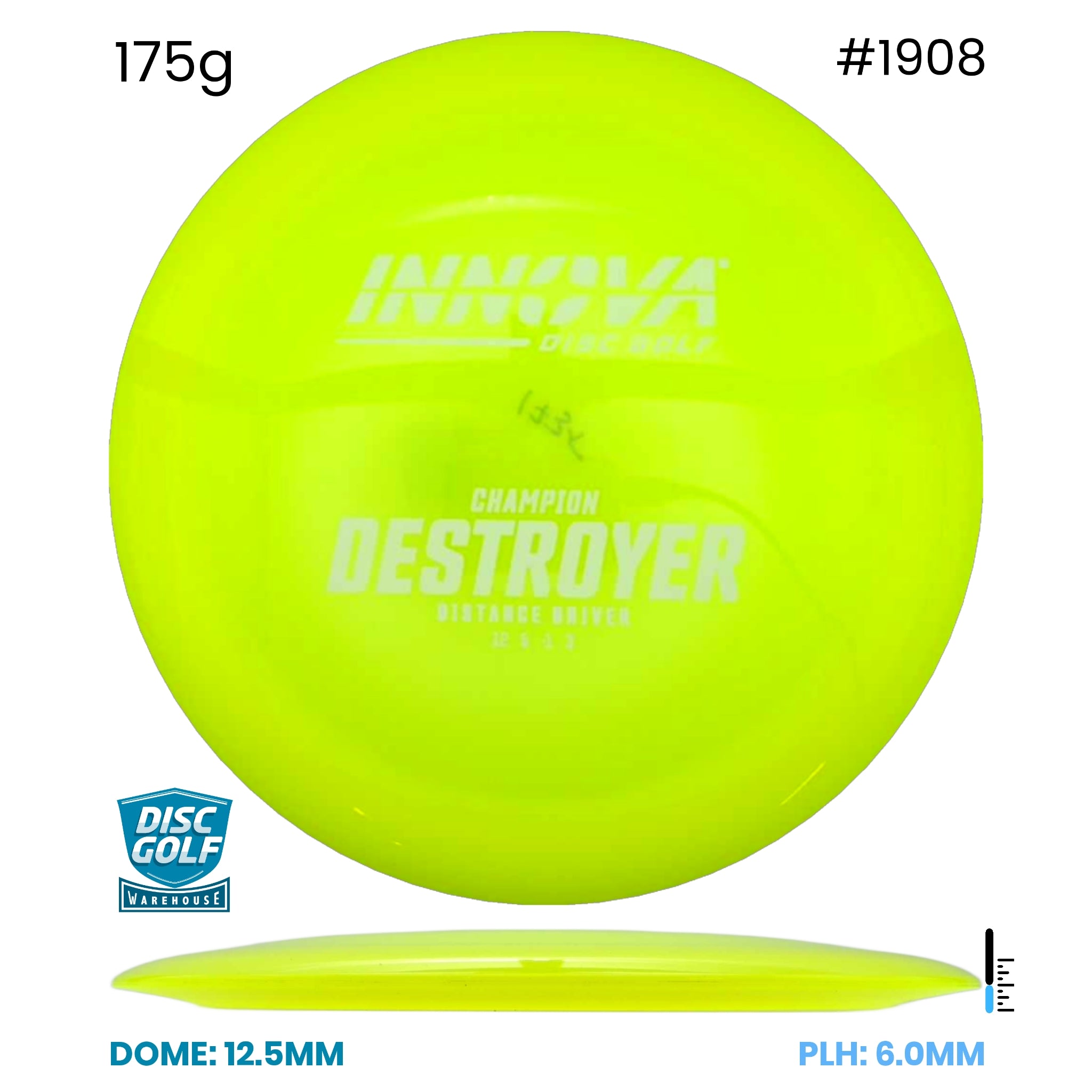 Disc Golf Warehouse Innova Destroyer - Champion Plastic Yellow/White 175g