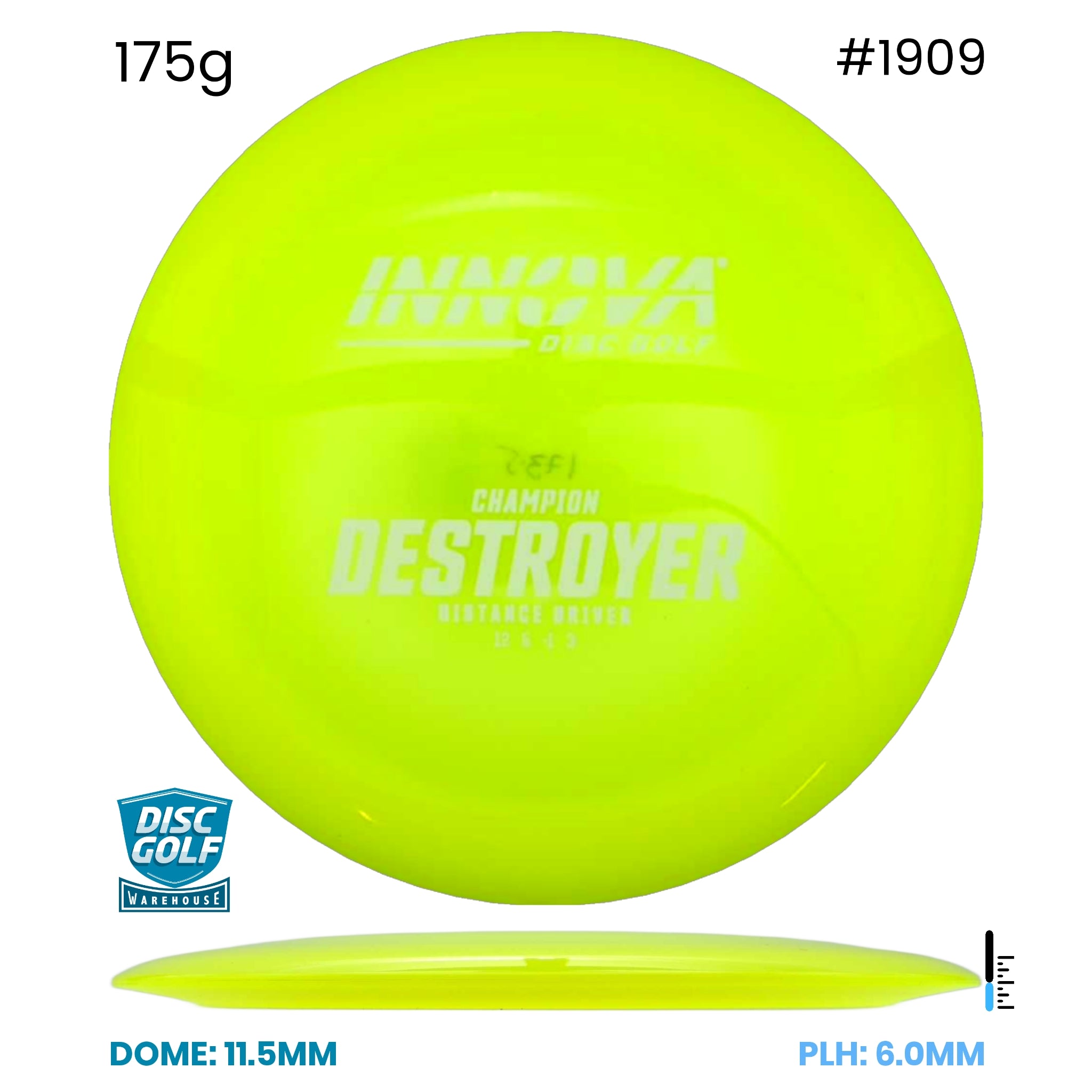 Disc Golf Warehouse Innova Destroyer - Champion Plastic Yellow/White 175g