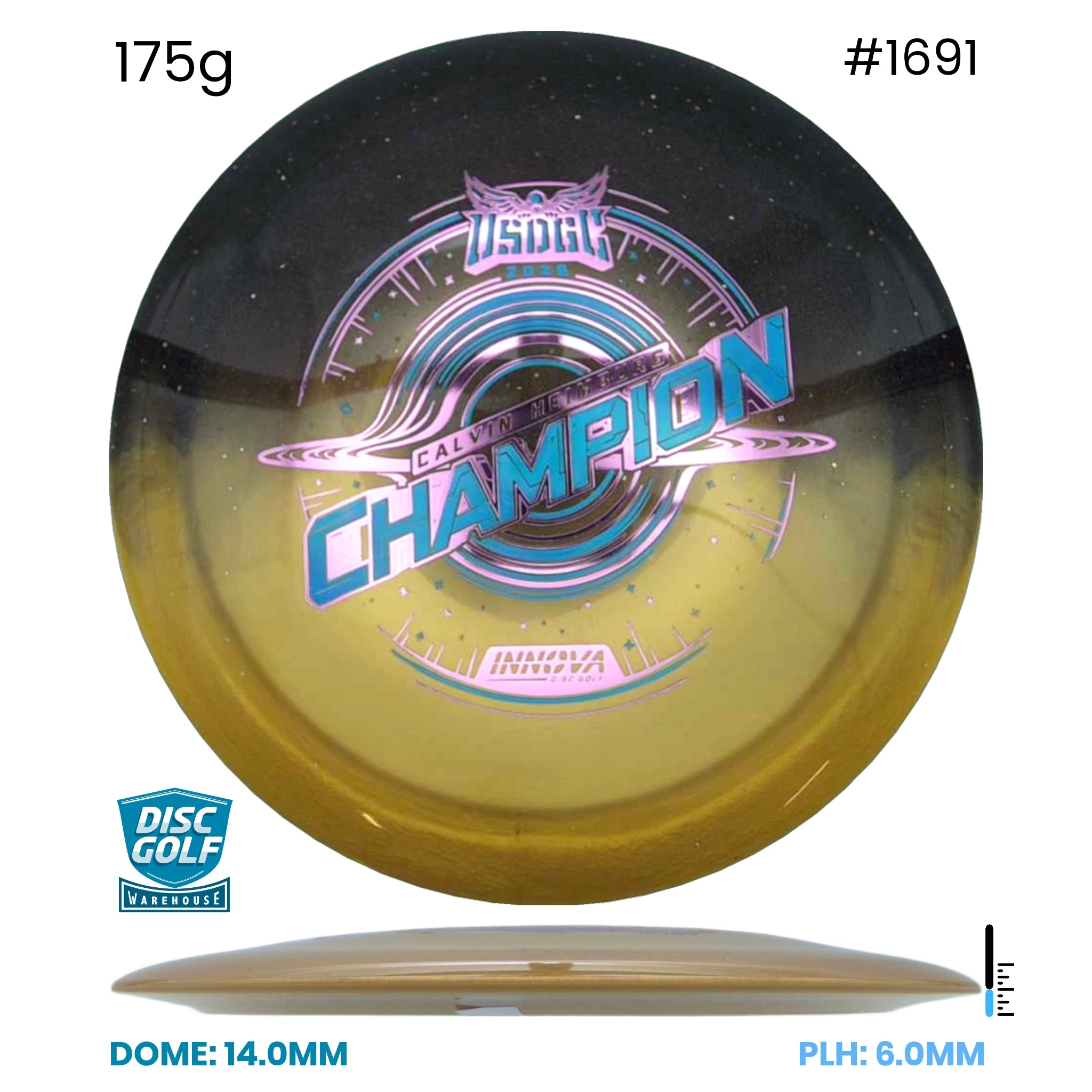 Disc Golf Warehouse Innova Destroyer - Duo Plastic - Calvin Heimburg 2026 USDGC Commemorative Edition Gold & Black/Multicolour 175g