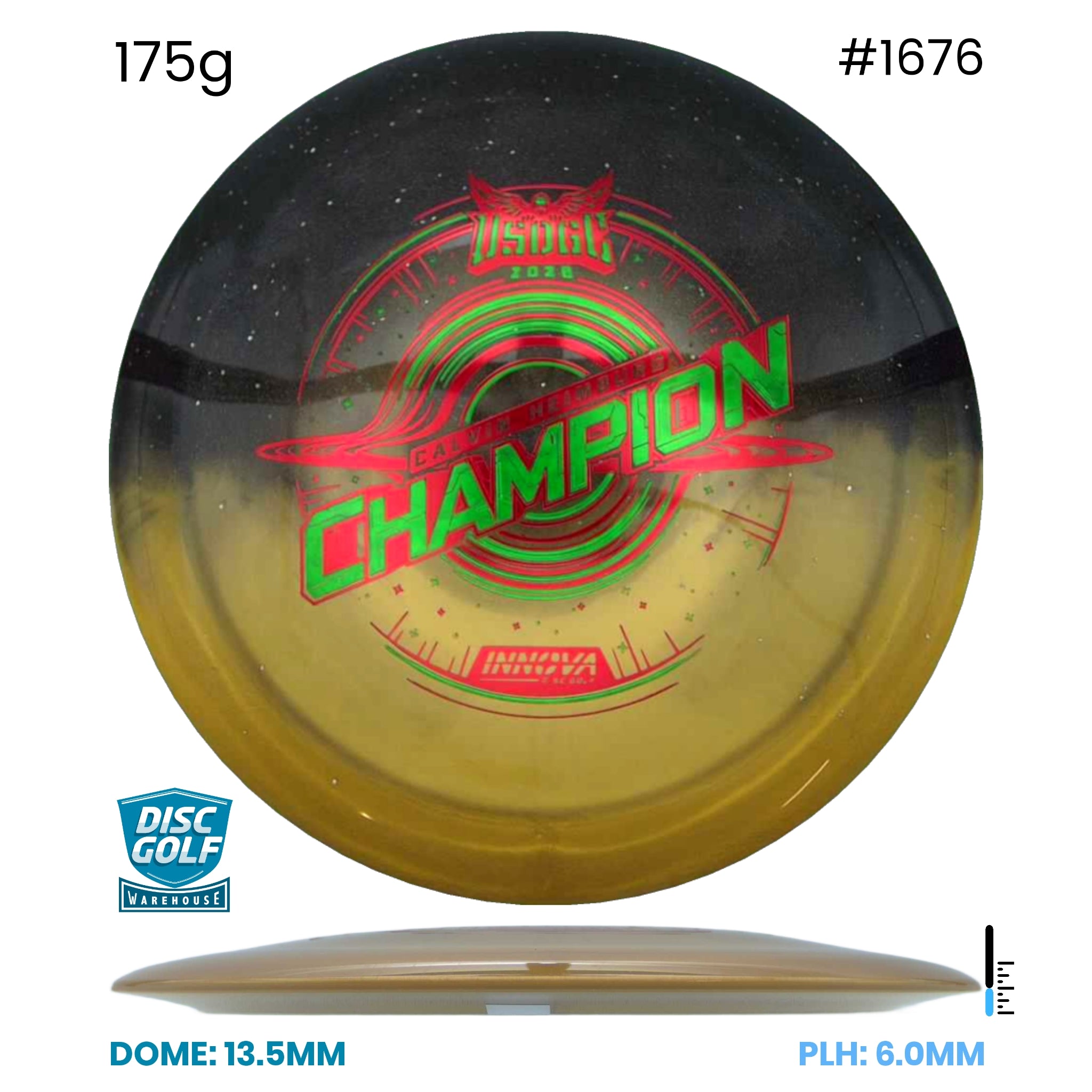 Disc Golf Warehouse Innova Destroyer - Duo Plastic - Calvin Heimburg 2026 USDGC Commemorative Edition Gold & Black/Multicolour 175g