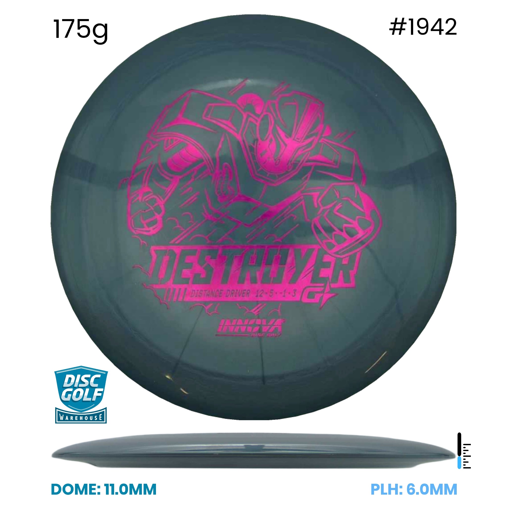 Disc Golf Warehouse Innova Destroyer - G Star Plastic Black/Red Metallic, Gold 175g