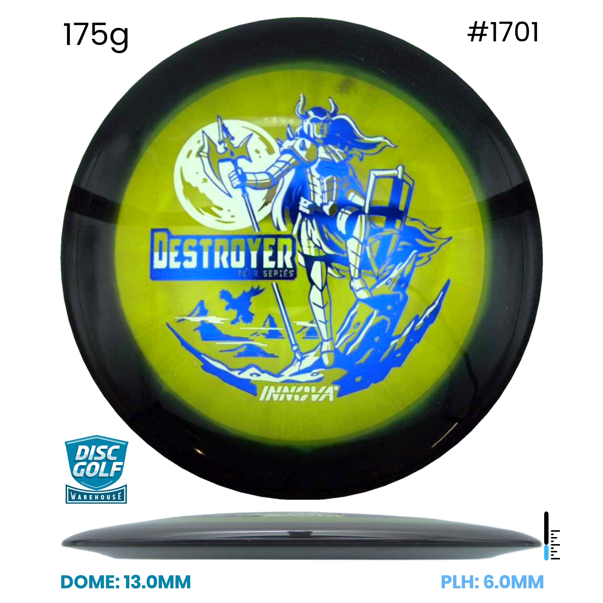 Disc Golf Warehouse Innova Destroyer - Halo Champion Plastic - Henna Blomroos 2026 Tour Series Green/Holographic, Blue Metallic 175g