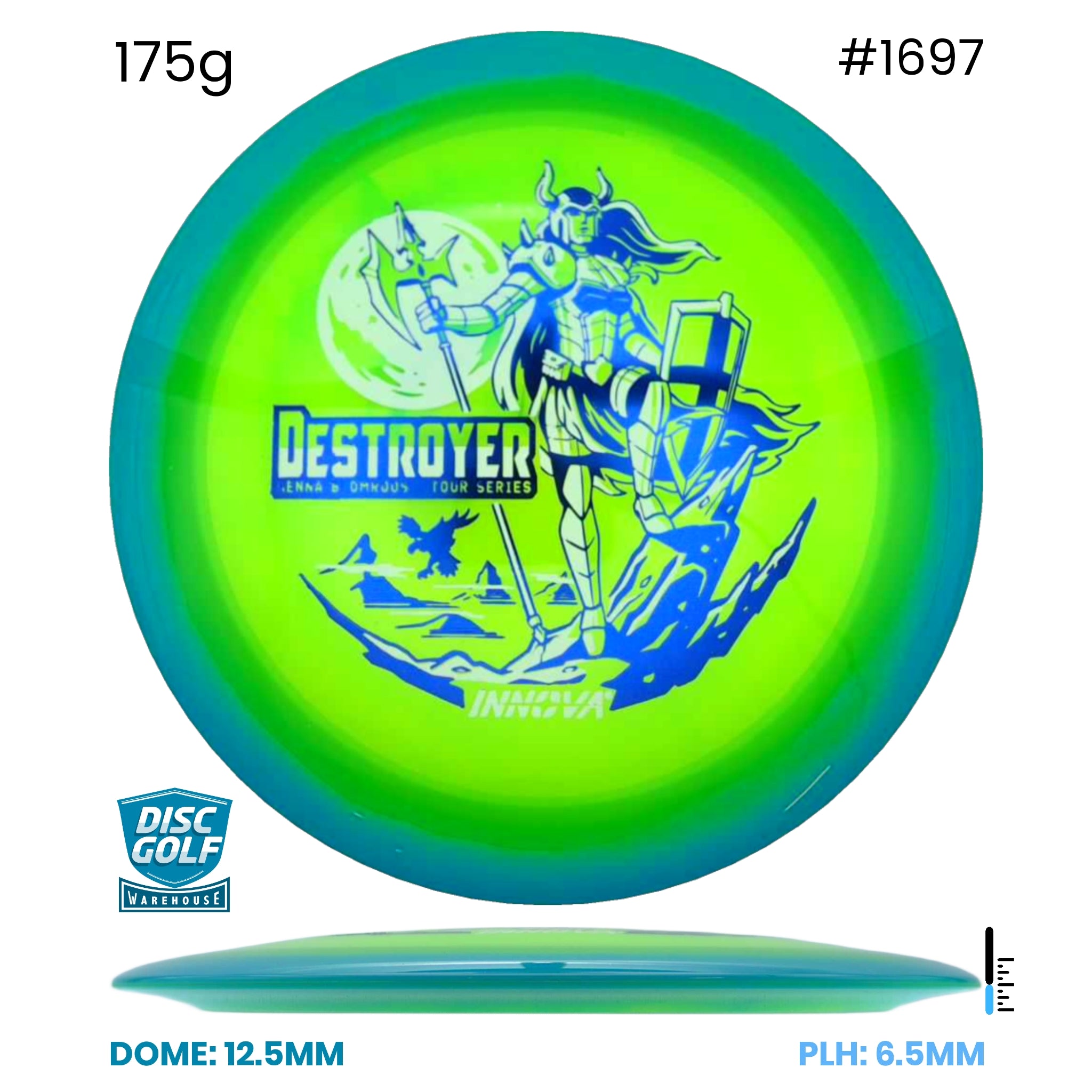 Disc Golf Warehouse Innova Destroyer - Halo Champion Plastic - Henna Blomroos 2026 Tour Series Teal/Blue Metallic, Silver 175g