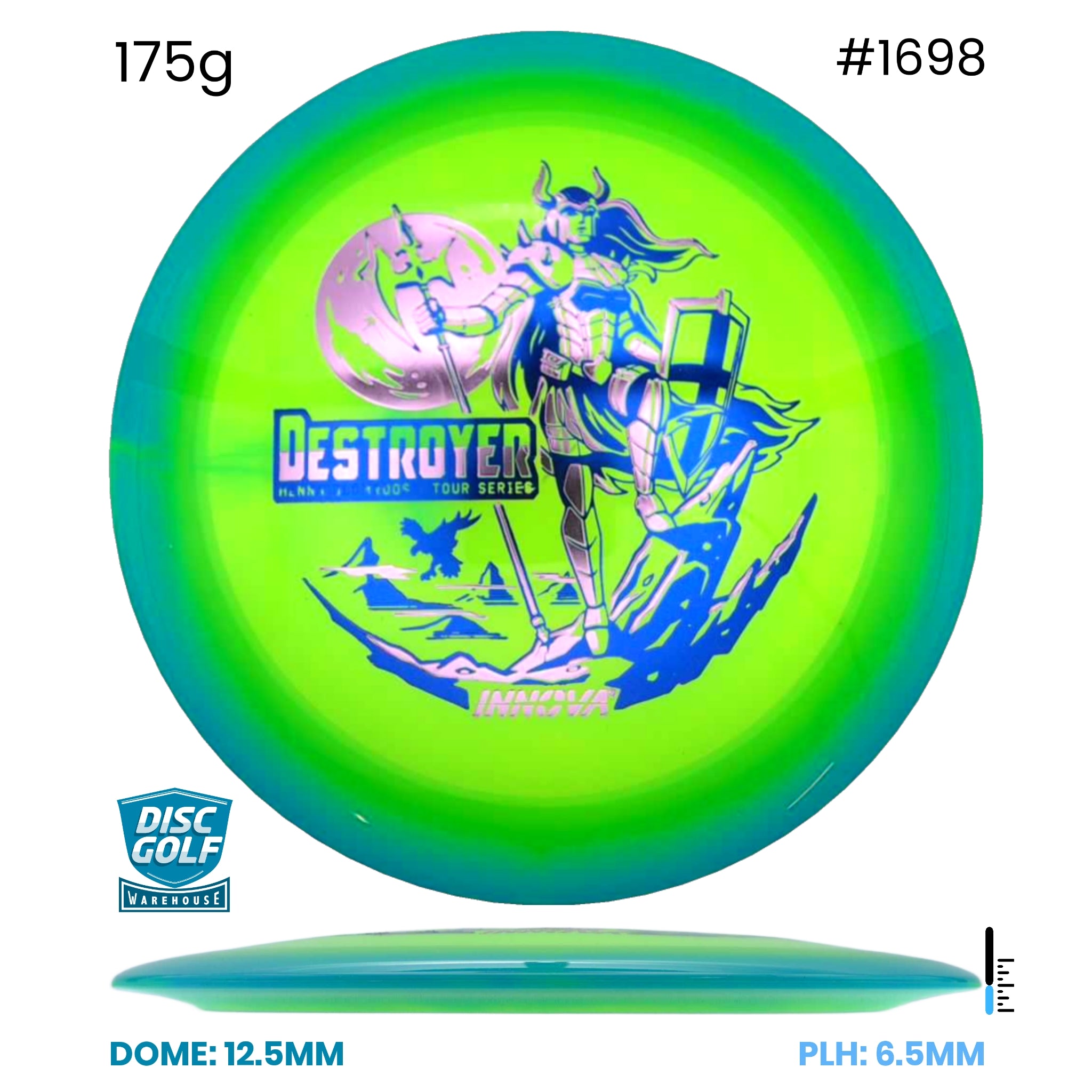 Disc Golf Warehouse Innova Destroyer - Halo Champion Plastic - Henna Blomroos 2026 Tour Series Teal/Blue Metallic, Silver 175g