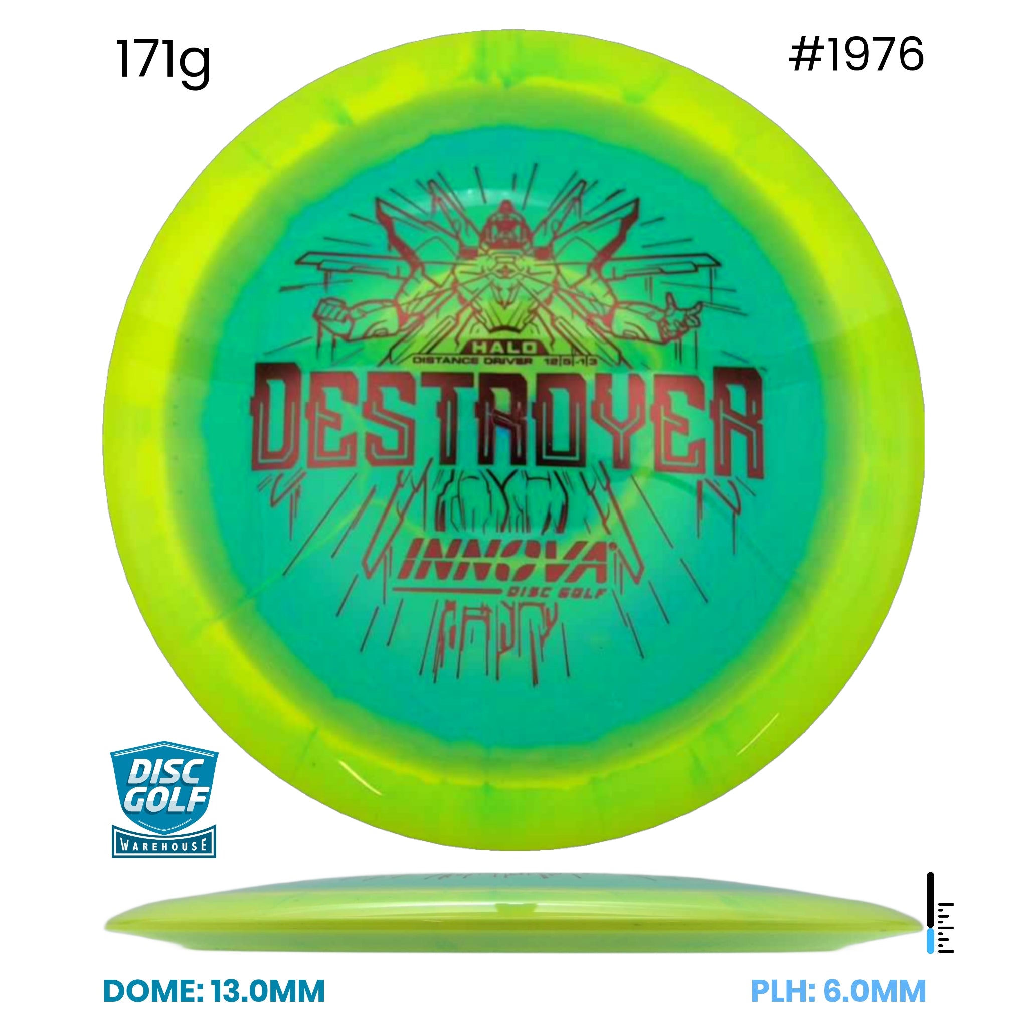 Disc Golf Warehouse Innova Destroyer - Halo Star Plastic Turquoise/Red Metallic, Gold 171g